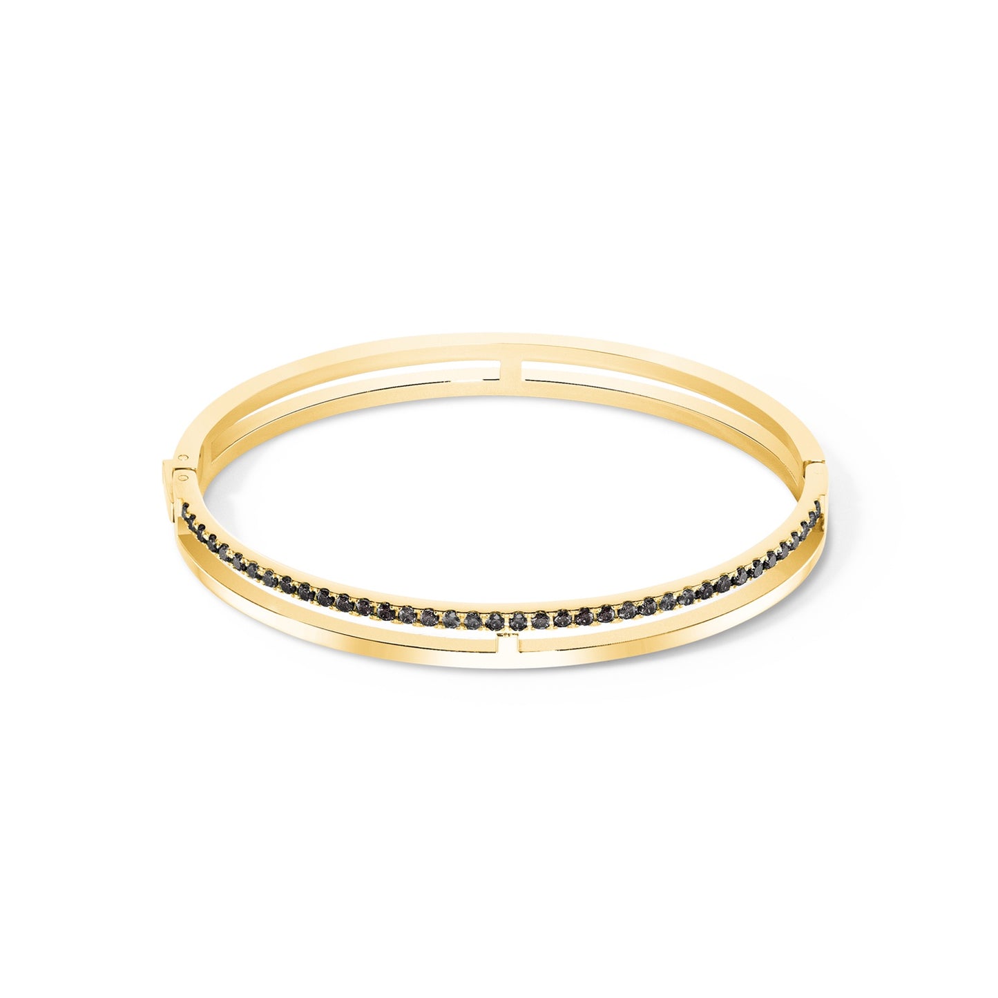 Double row Black Zirconia Crystal Bangle