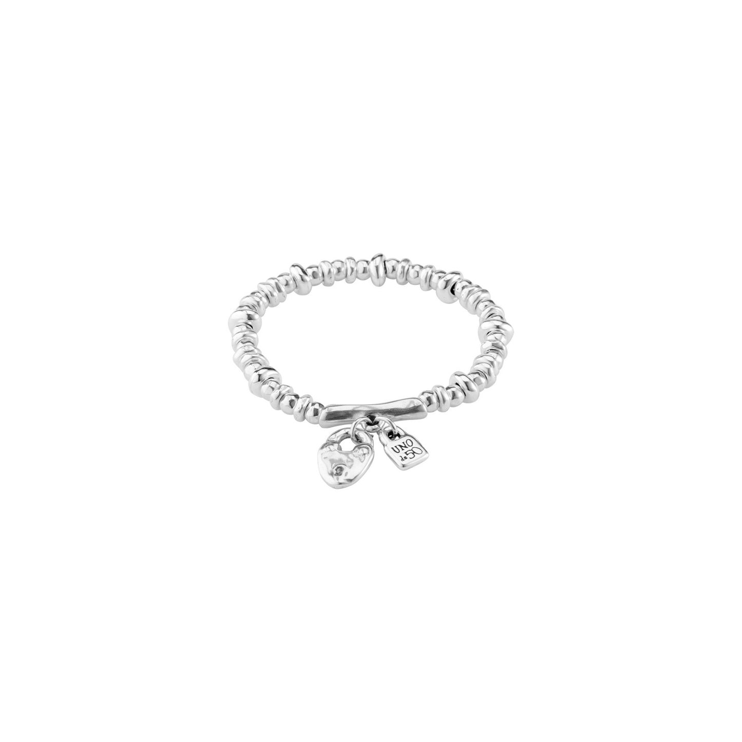 Beaded stretch bracelet with charms