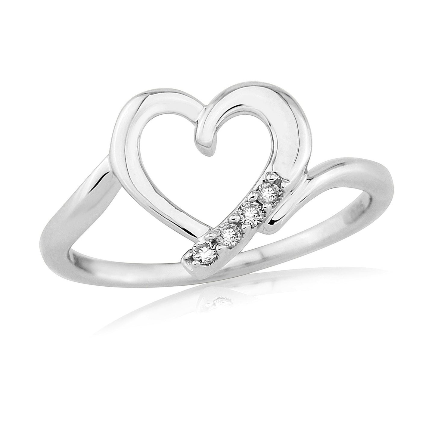9ct White Gold Diamond Set Heart Ring