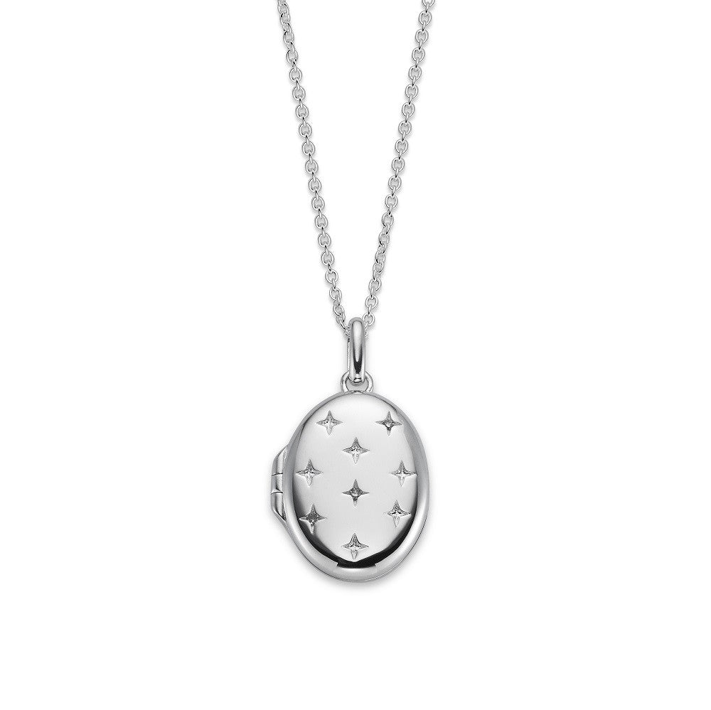 Taylor - Diamond Star Patterned Locket with Chain