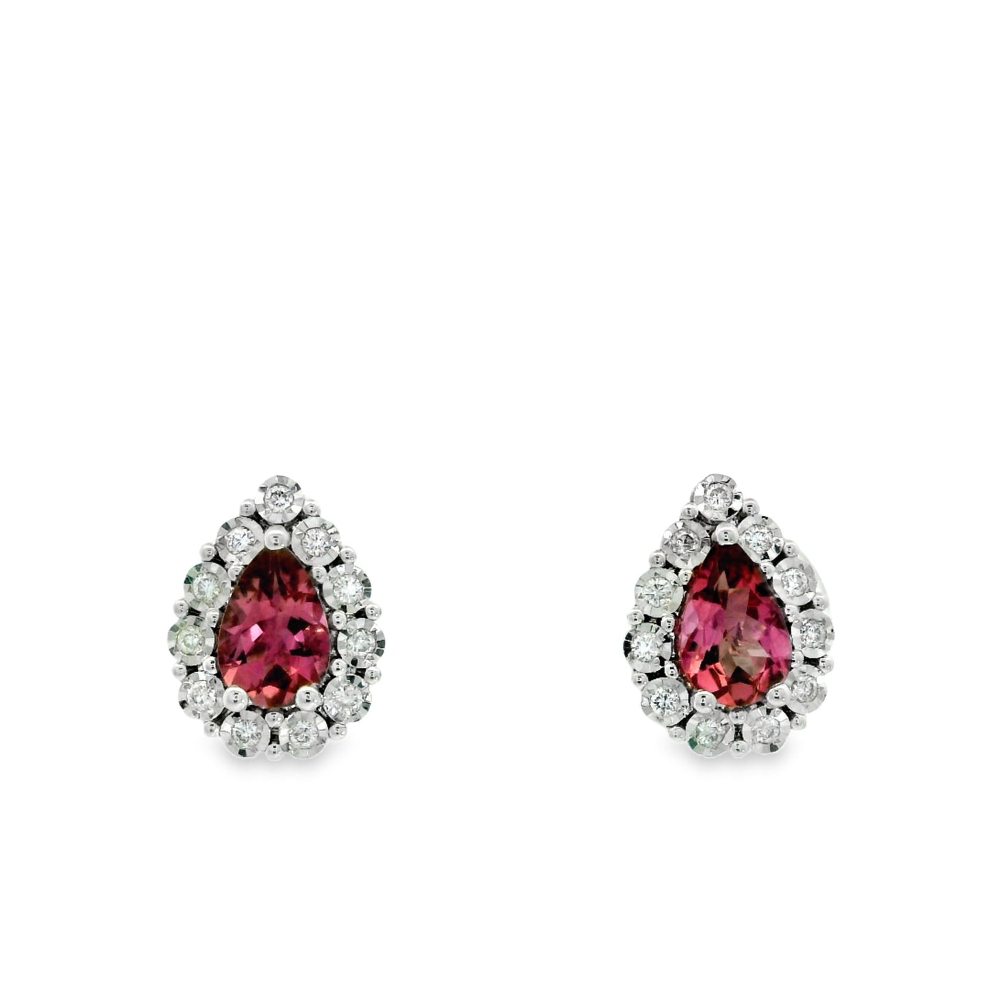 9ct White Gold Pear Shape Tourmaline Stud Earrings
