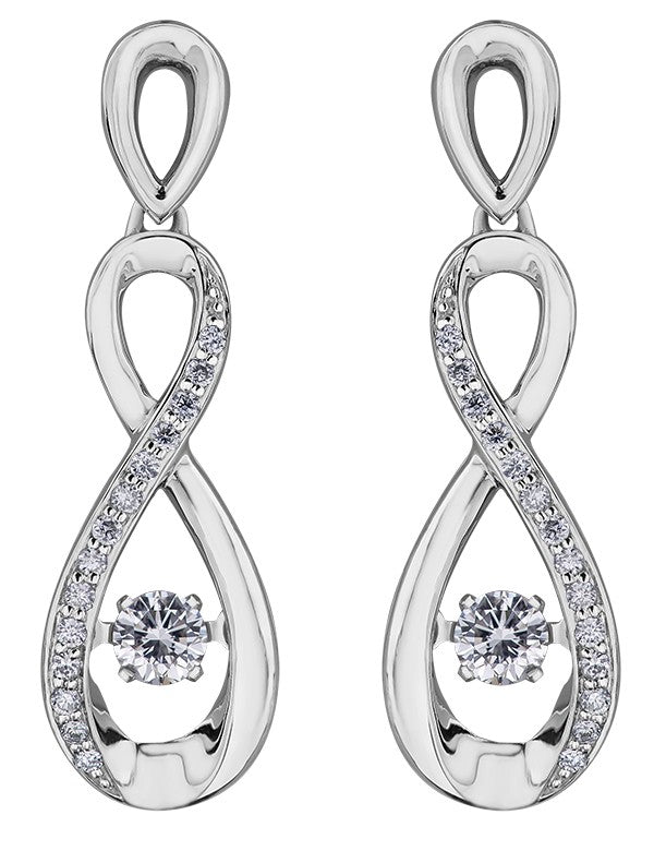 9ct White Gold Figure of Eight Floating Diamond Earrings