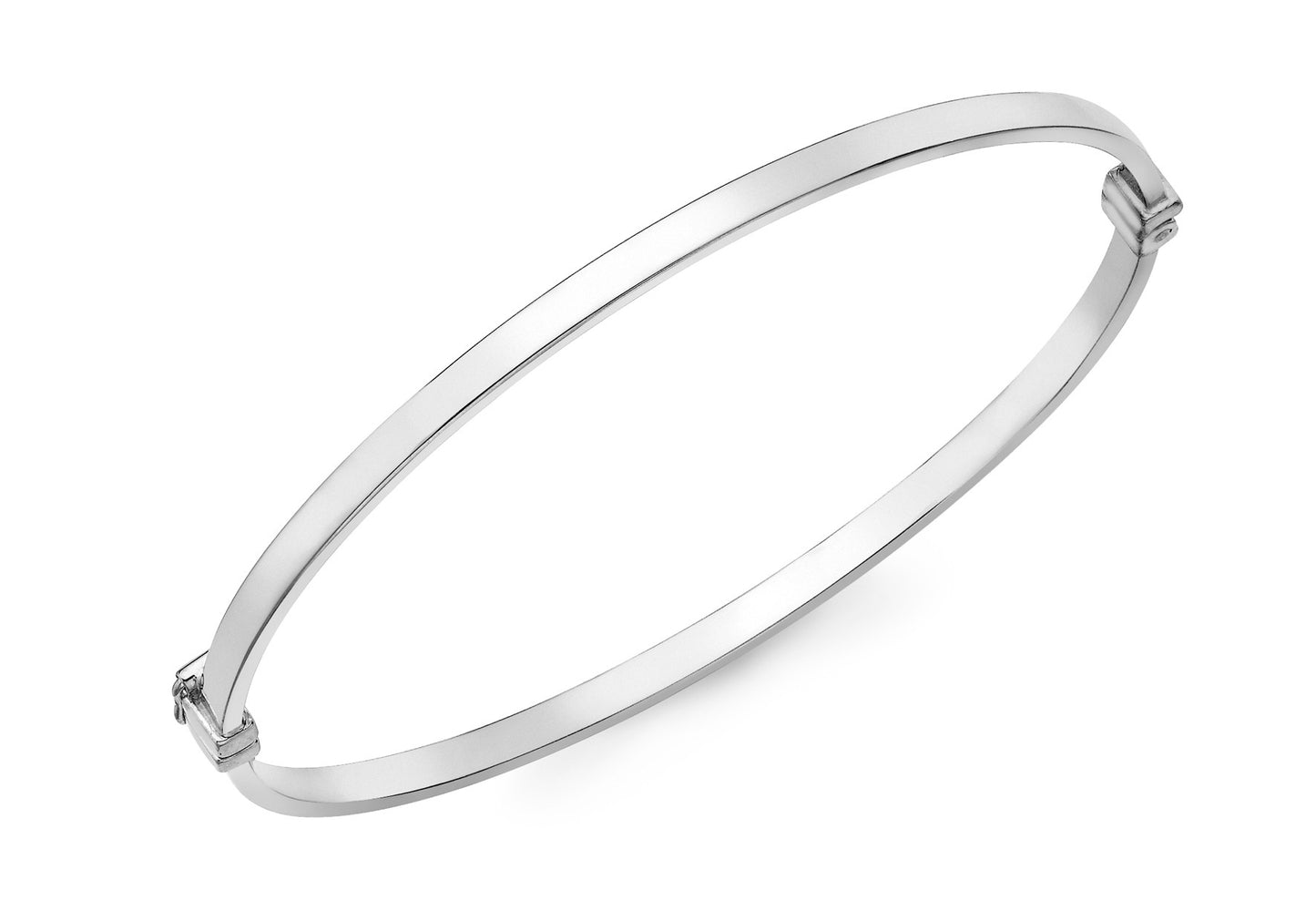 9ct White Gold Rectangular Oval Bangle