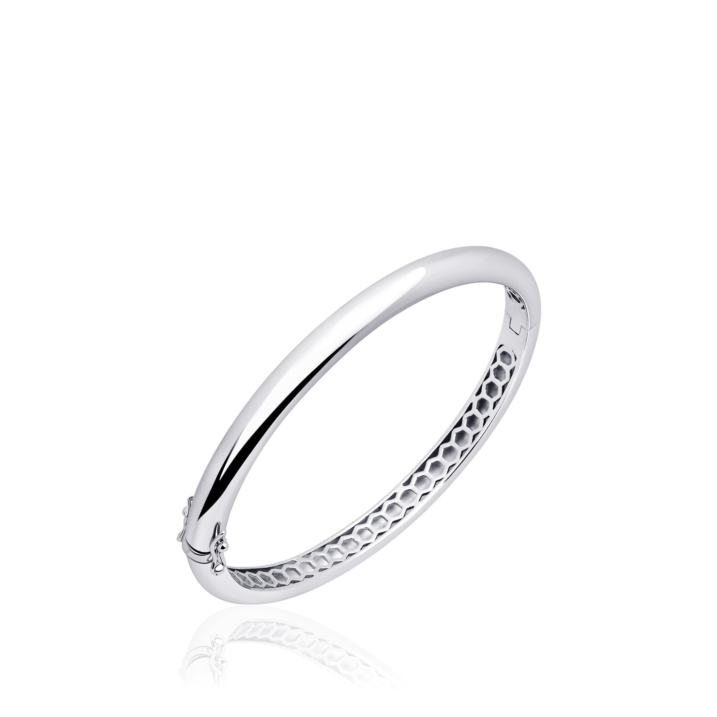 Silver Polished D-Shape Bangle