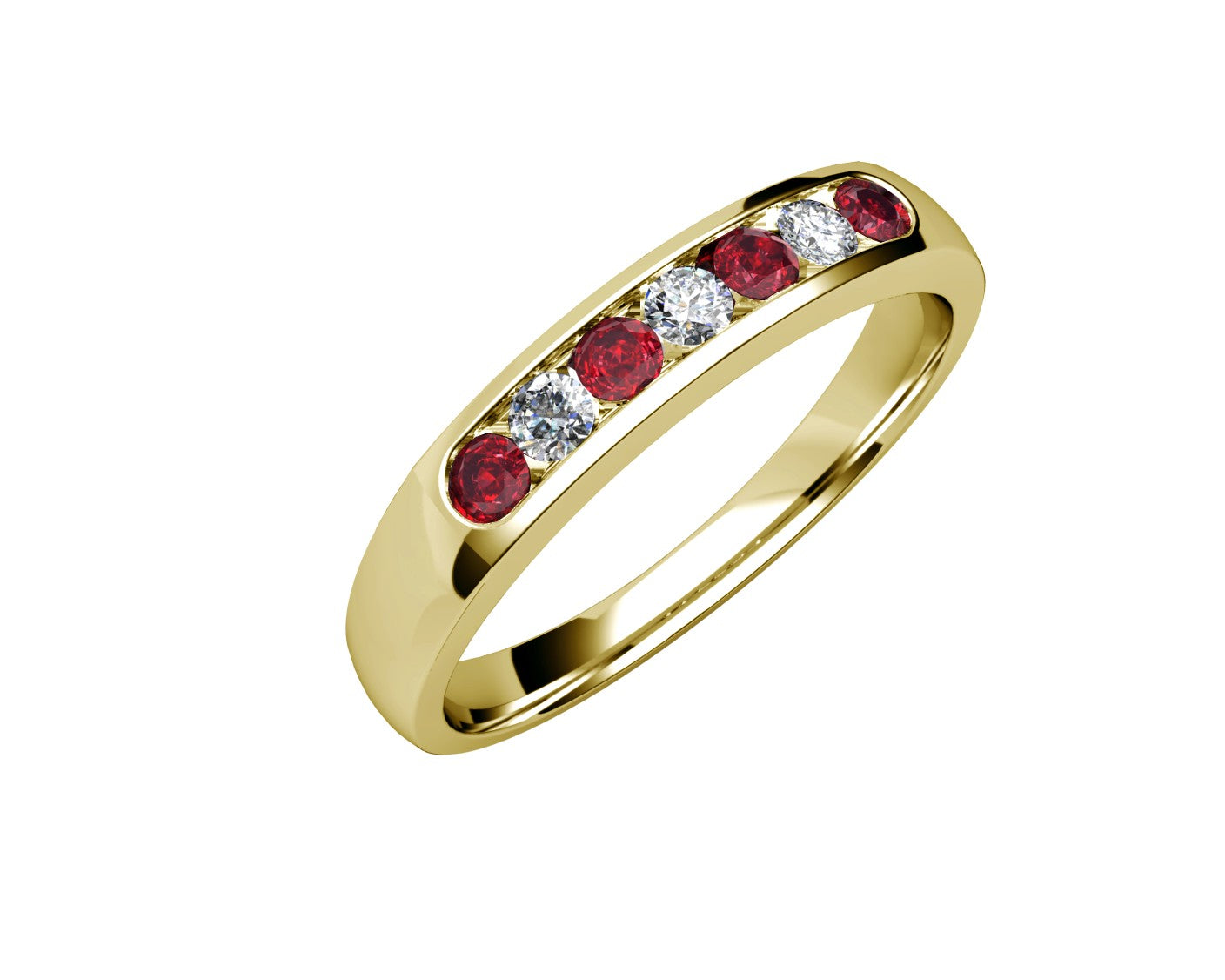 9ct Yellow Gold Ruby and Diamond Channel Set Eternity Ring