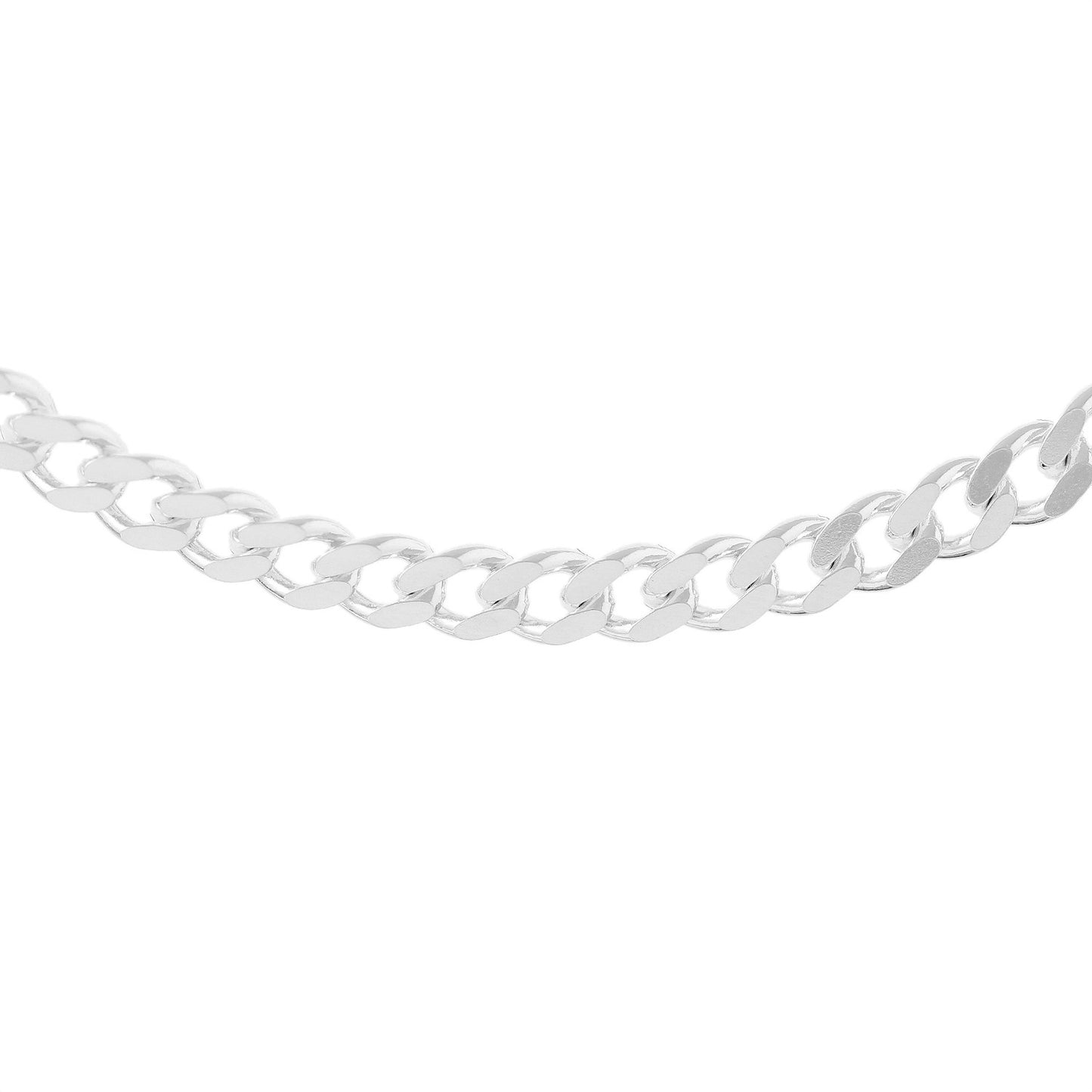 Silver Diamond Cut/Flat Close Curb Chain Bracelet