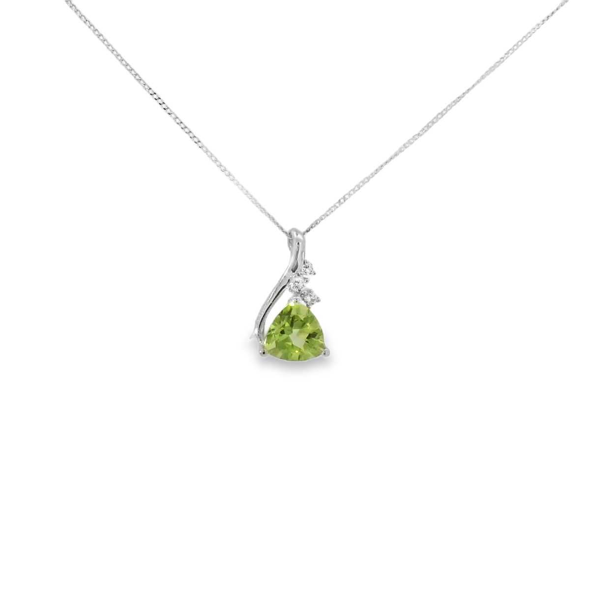 Trillion Shape Peridot and White Topaz Pendant