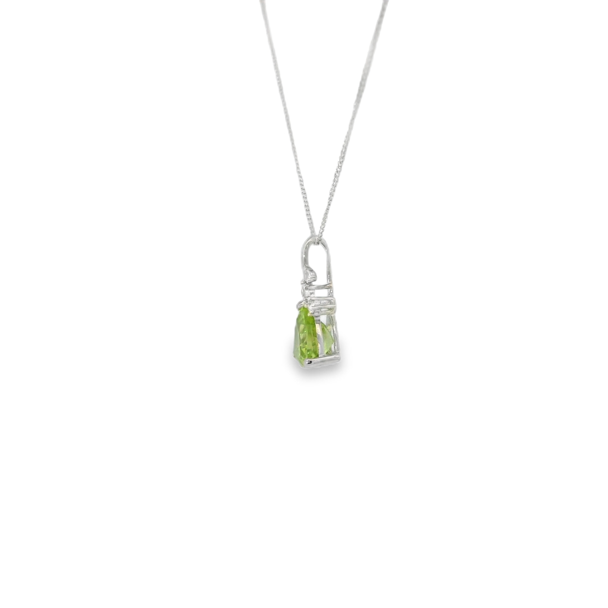 Trillion Shape Peridot and White Topaz Pendant