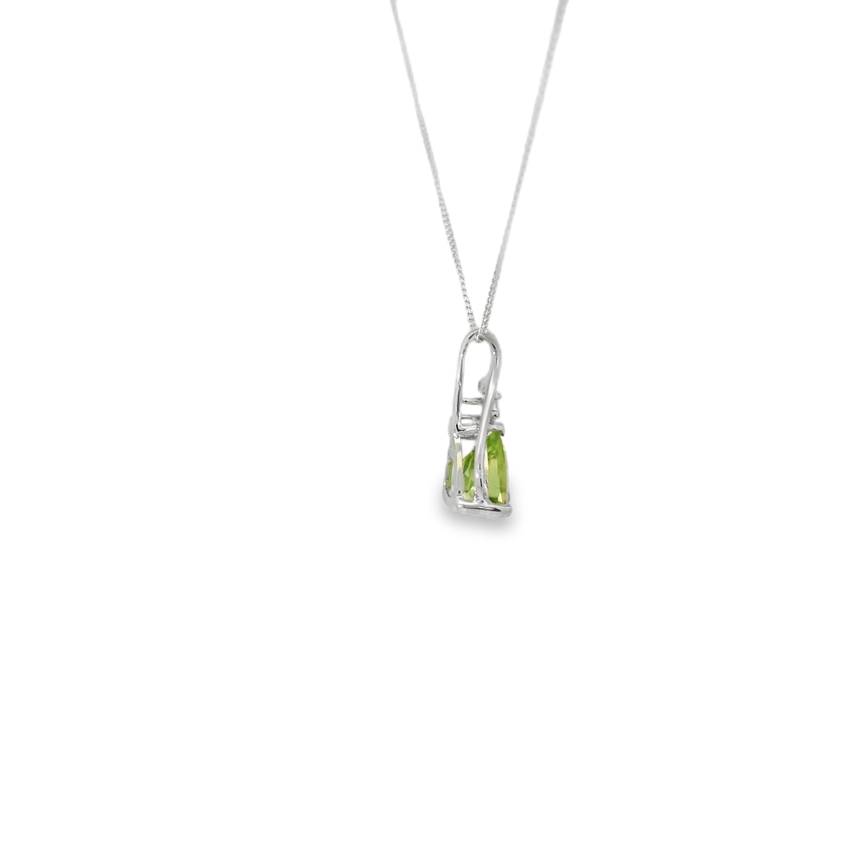 Trillion Shape Peridot and White Topaz Pendant
