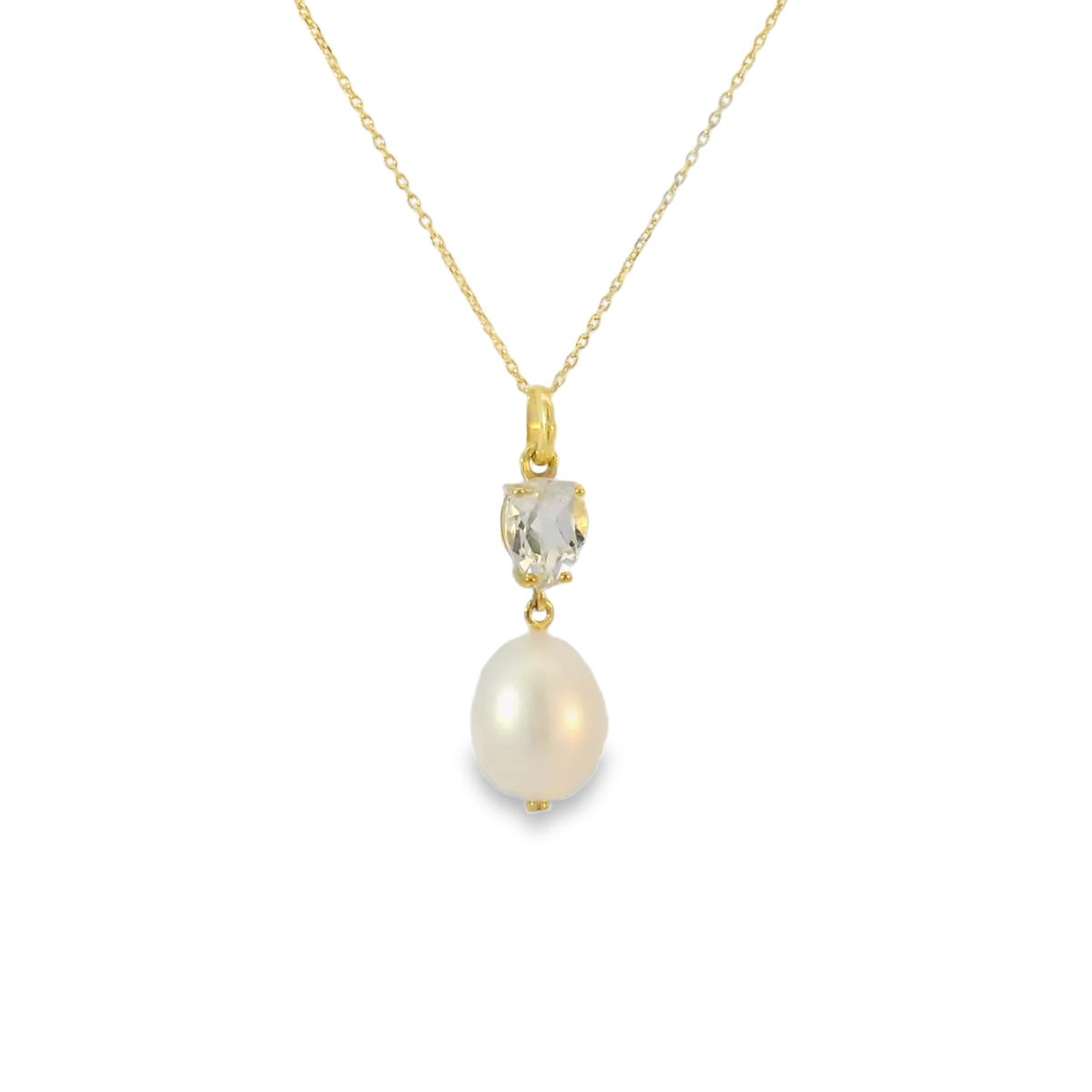GP2369W 9ct YG FWP + White Topaz Pendant