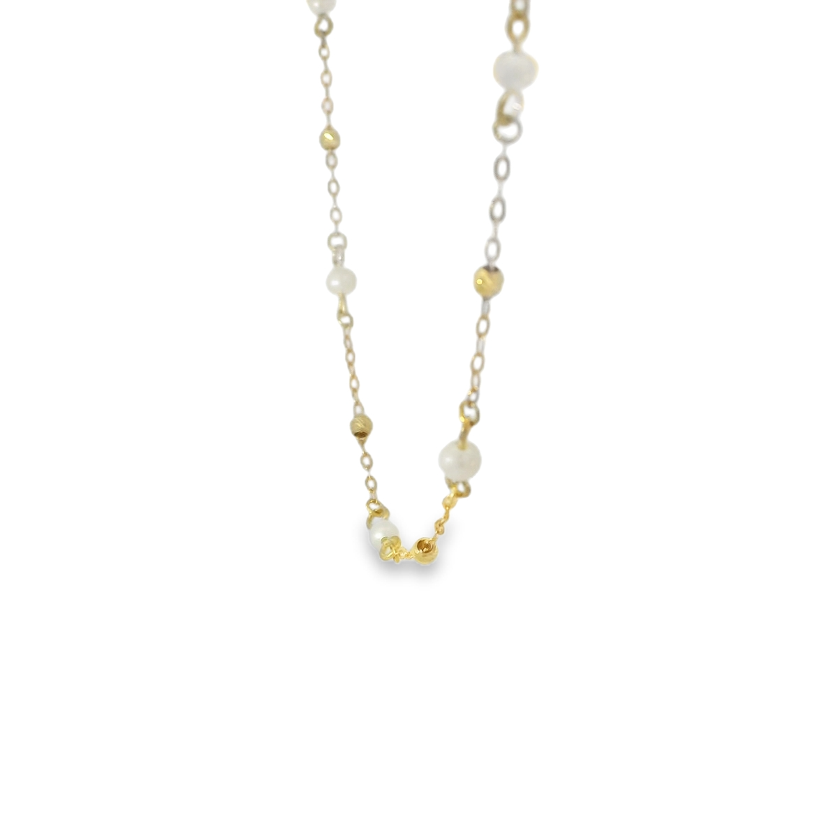 Yellow Gold Chain & Pearl Necklace