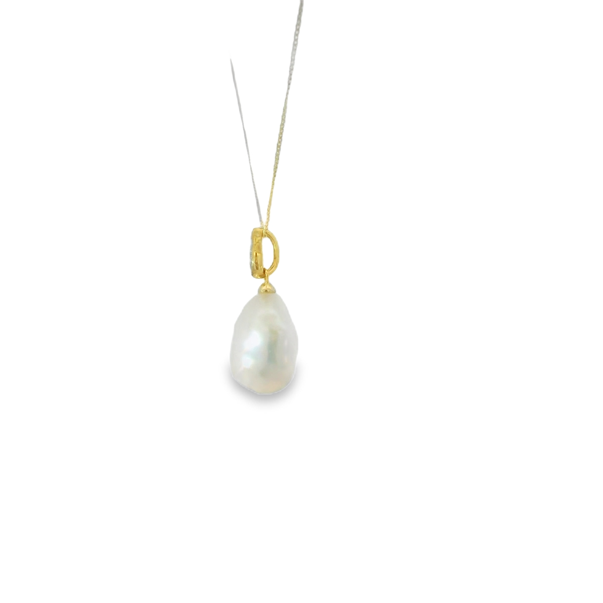 GP2171W 9ct YG Keshi Pearl + Dia pendant