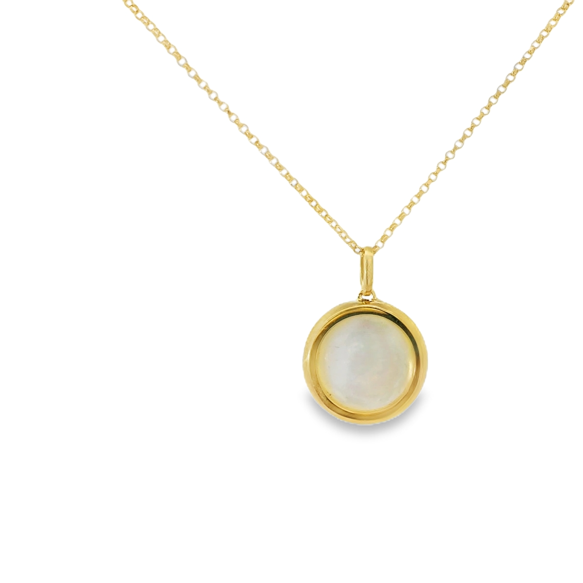 Yellow Gold and Diamond White Mabe Pearl Pendant