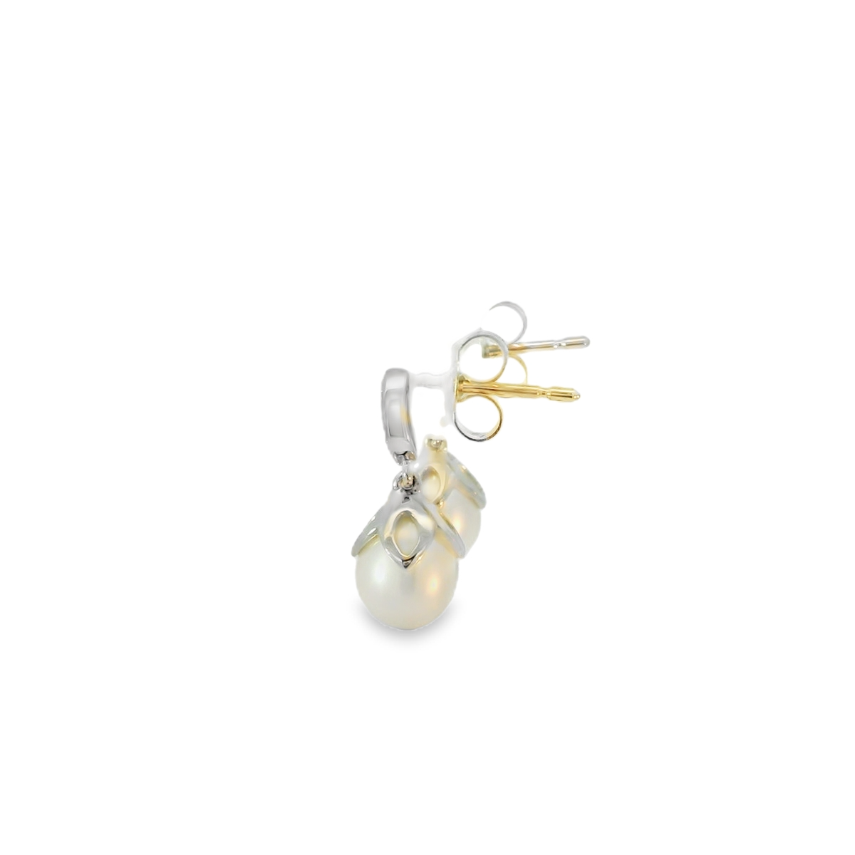 GE2223W 9ct WG flower top FWP+Dia Earrings