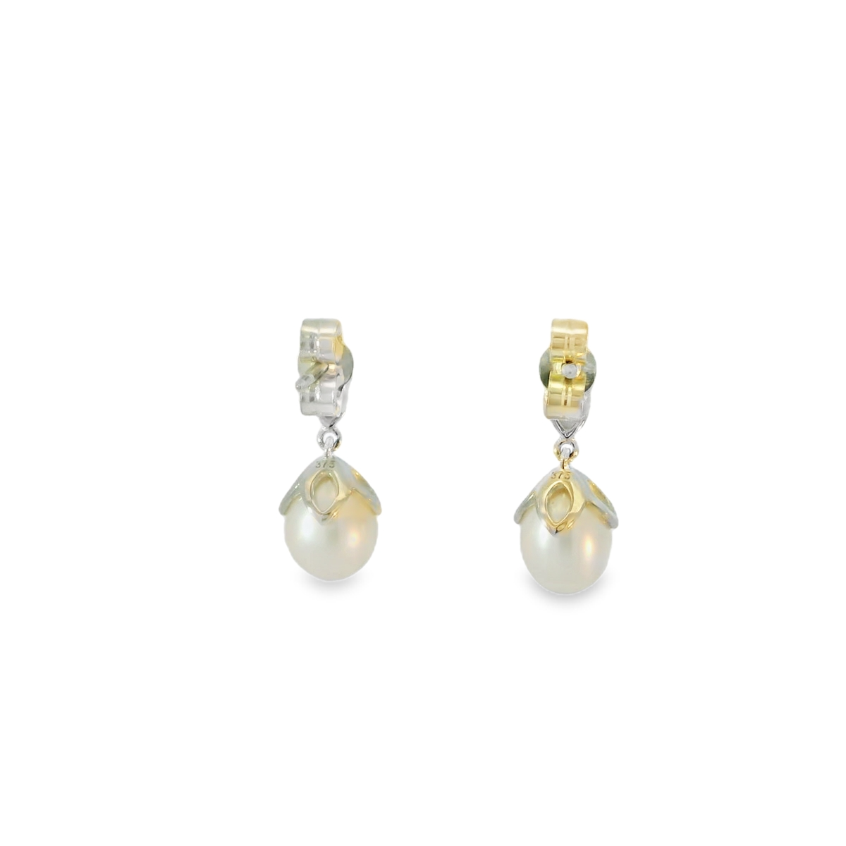GE2223W 9ct WG flower top FWP+Dia Earrings