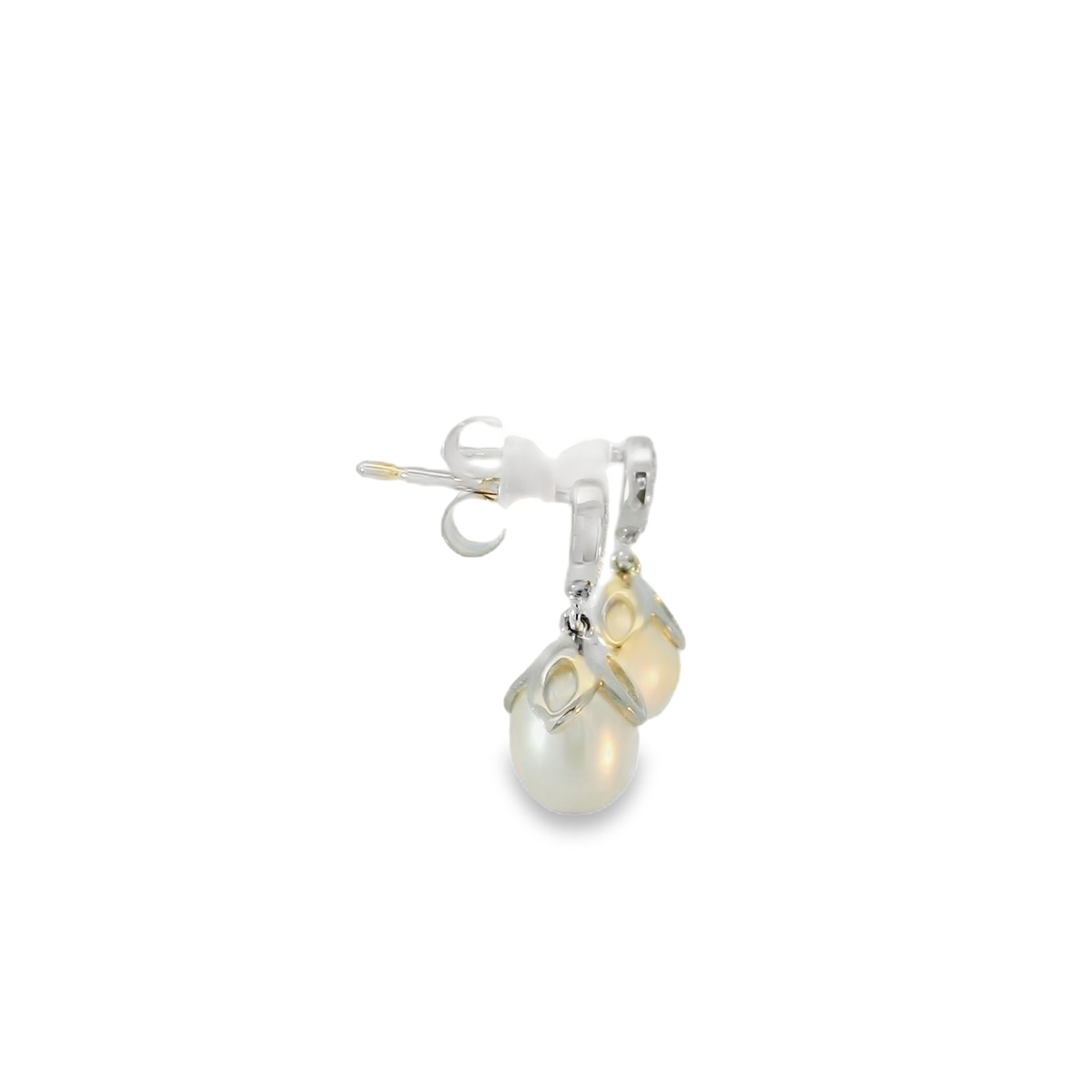 GE2223W 9ct WG flower top FWP+Dia Earrings