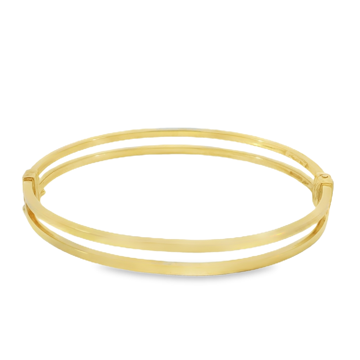 9ct yellow gold double square tube bangle
