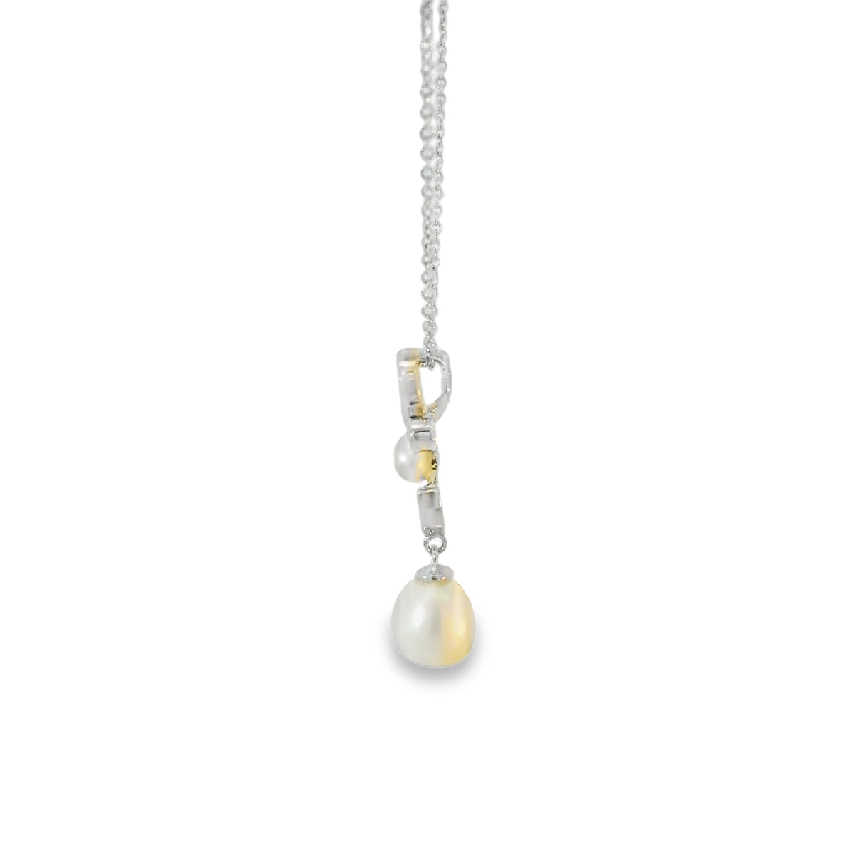 Silver and Pearl Pendant with Cubic Zirconias