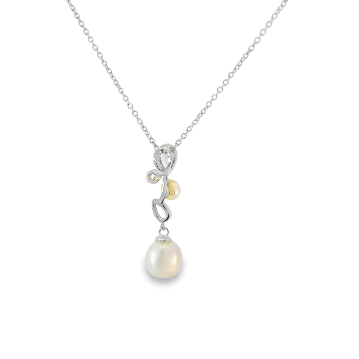 Silver and Pearl Pendant with Cubic Zirconias
