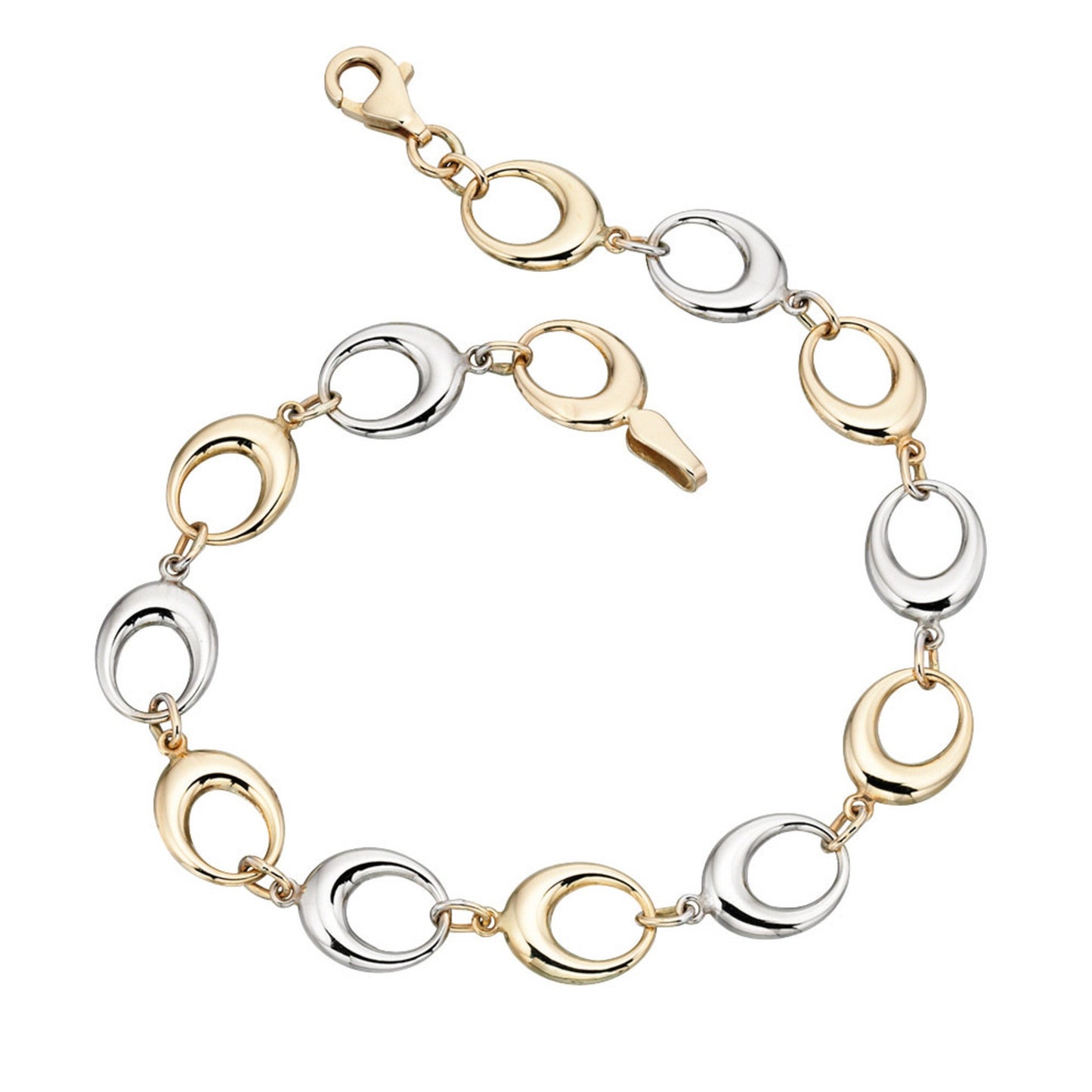 9ct Two Colour Gold Oval Link Bracelet