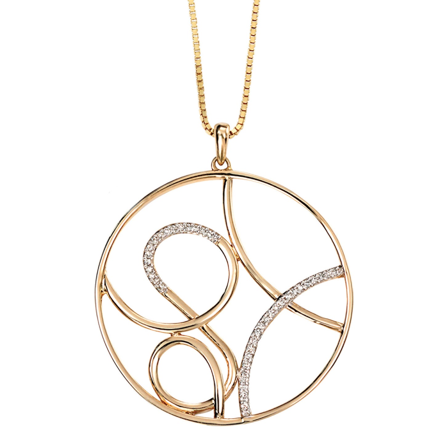 9ct Yellow Gold Swirls Diamond Pendant