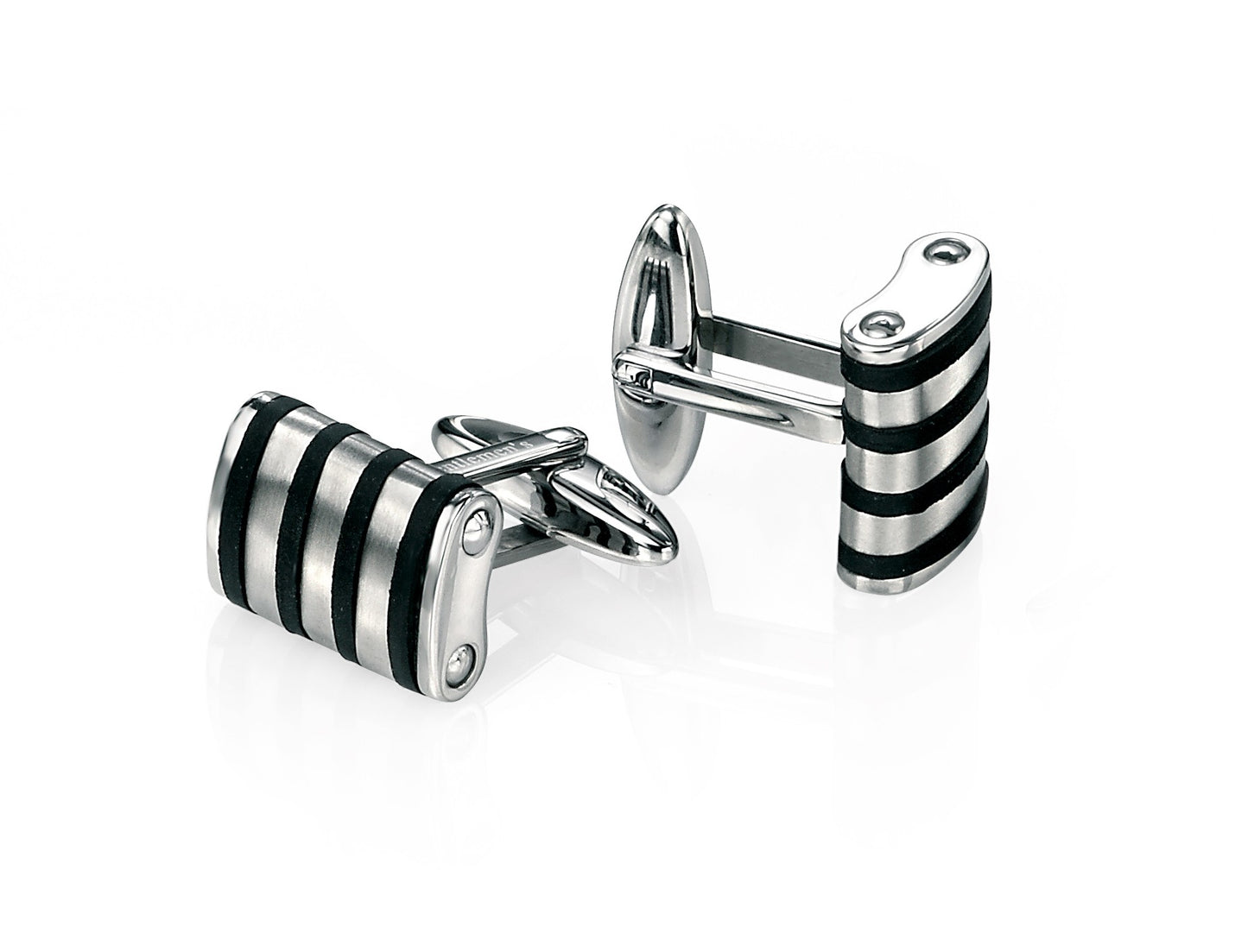 Stainless Steel Black Rubber Line Cufflinks