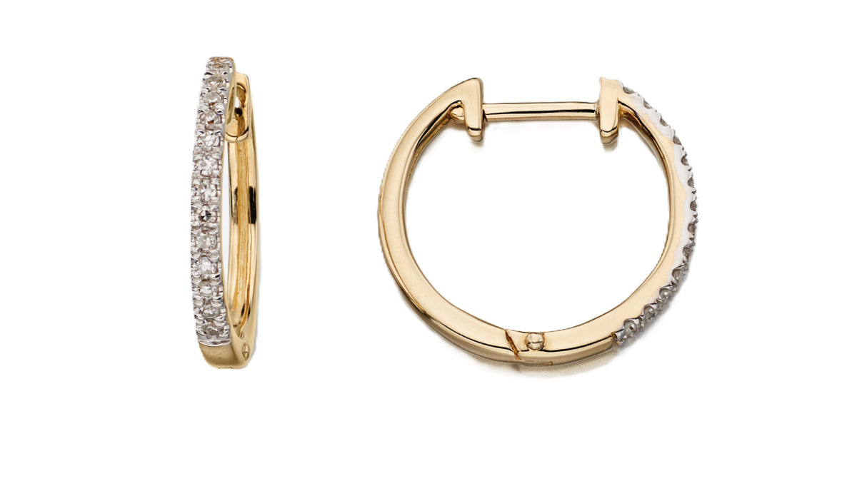 Huggie Hoop Earrings with Pave Diamonds