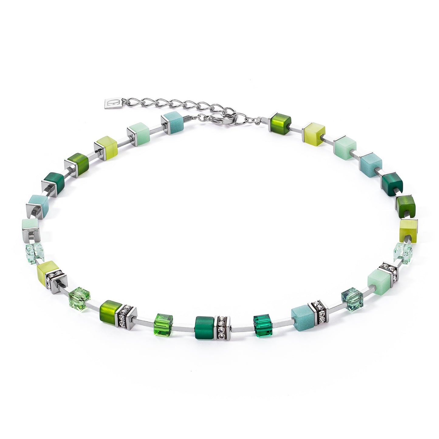 Green and Clear Swarvoski Cube Necklace