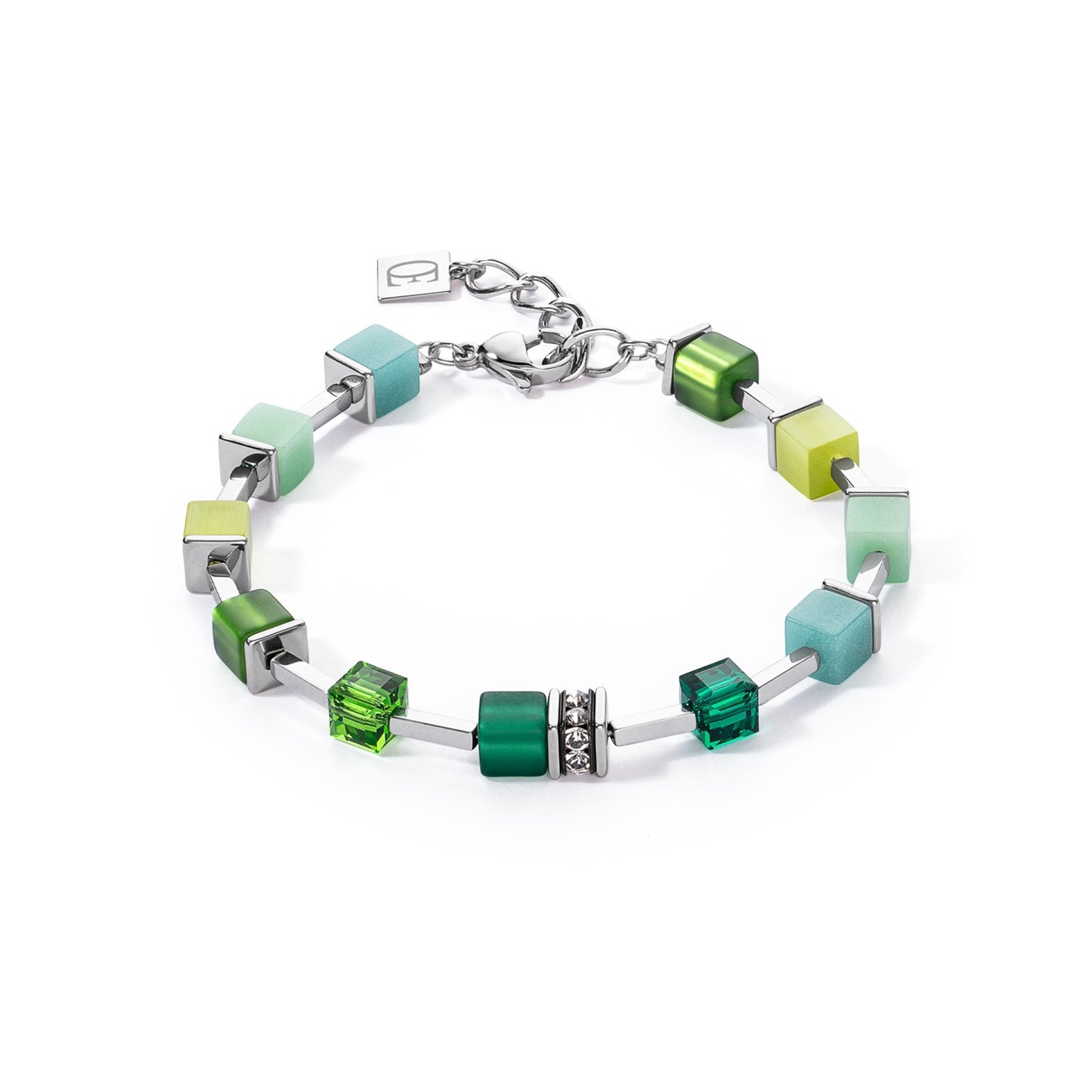 Green and Clear Swarvoski Cube Bracelet