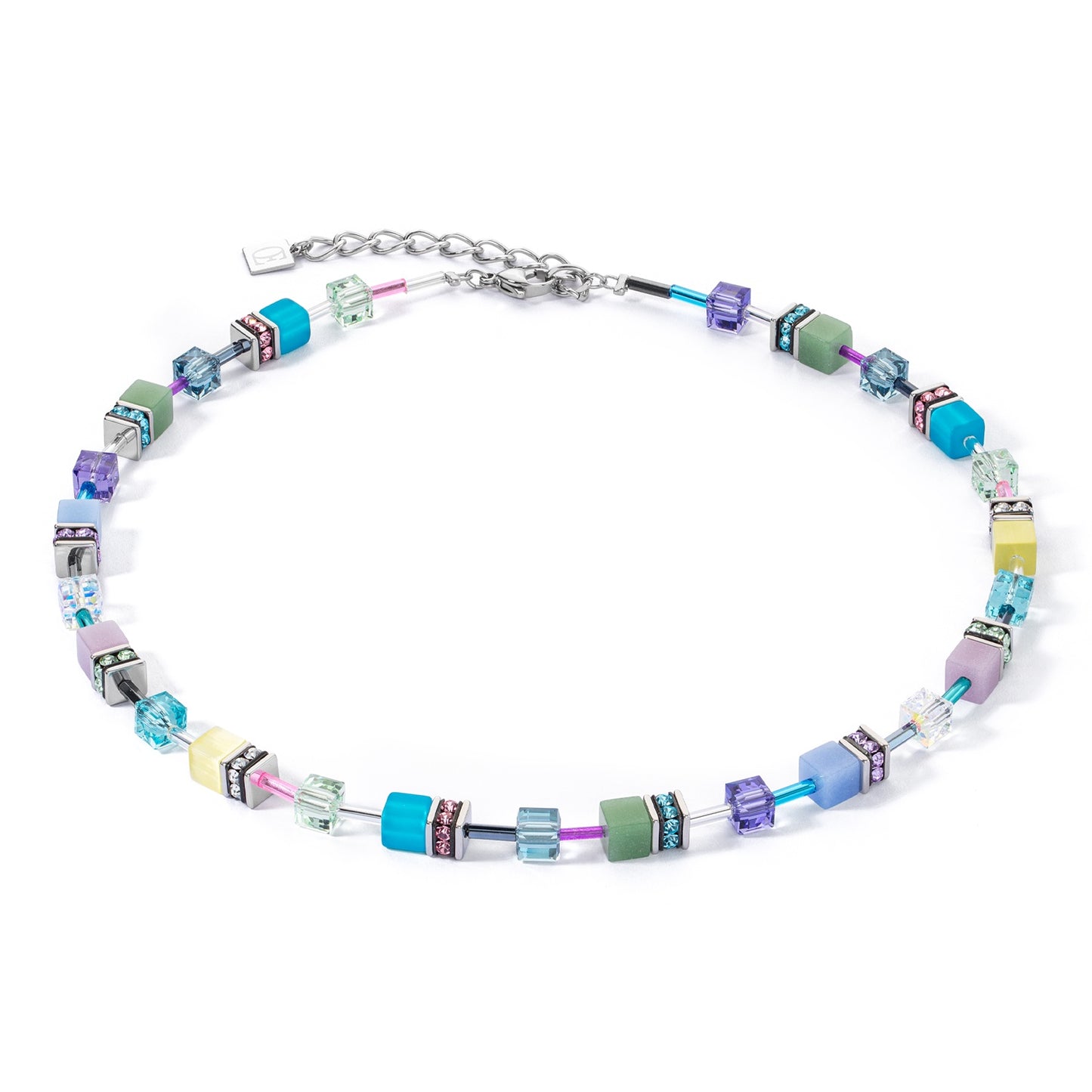 Blue Tone Pastel Swarvoski Cube Necklace