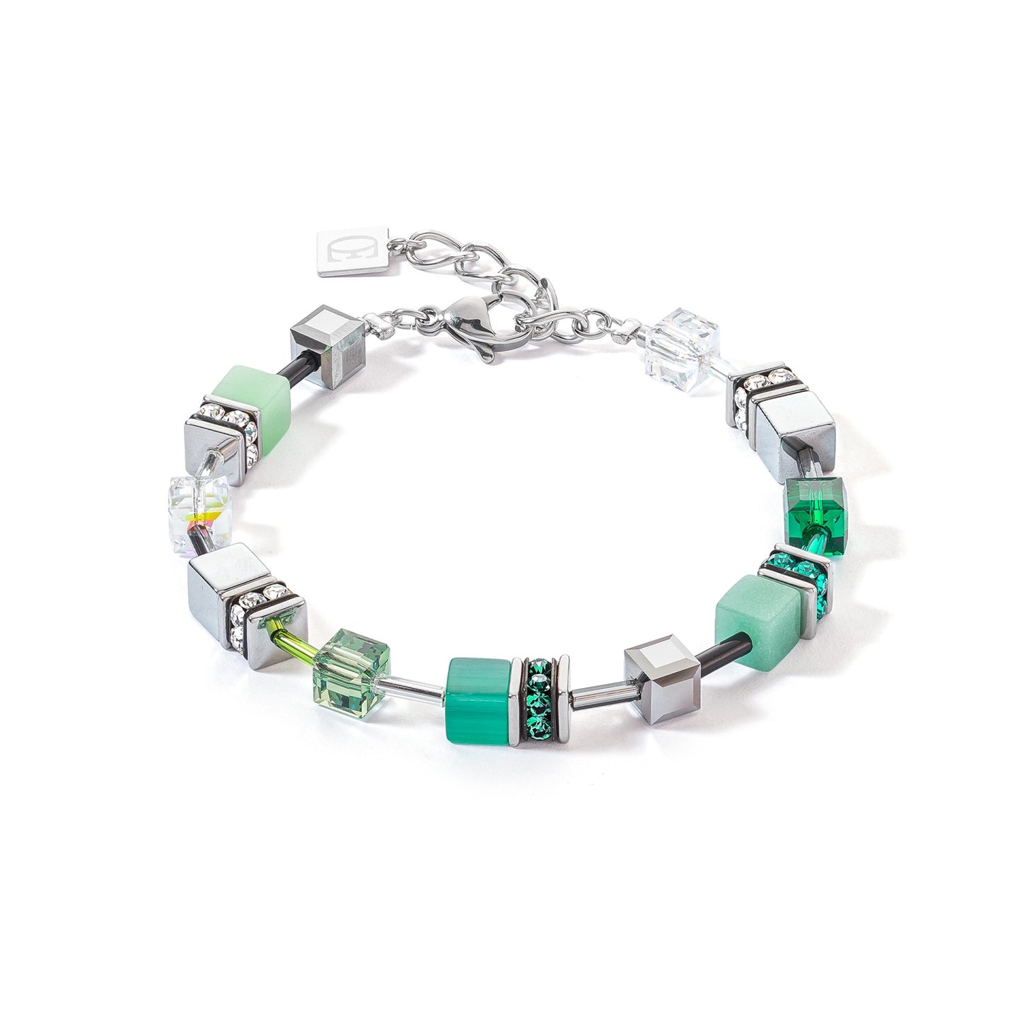 Green and Metallic Swarvoski Cube Bracelet