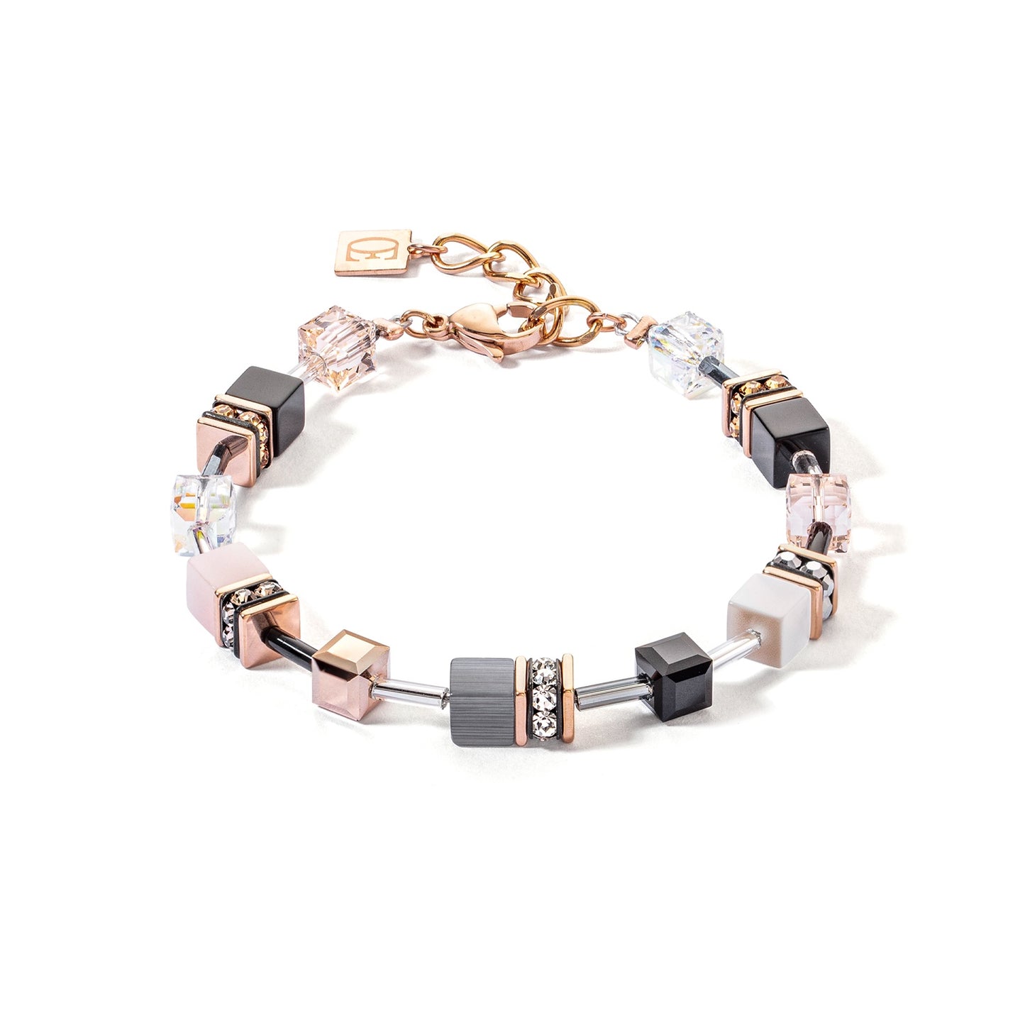 2838/30/1922 RGP Beige, Black and White Swarvoski Cube Bracelet