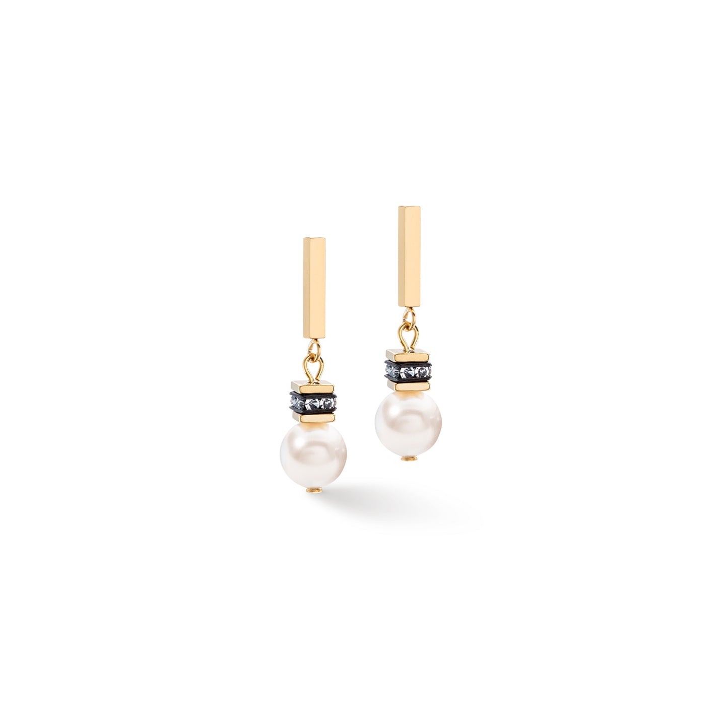 4081/21/1416 YGP White Cube and Swarvoski Pearl Earrings