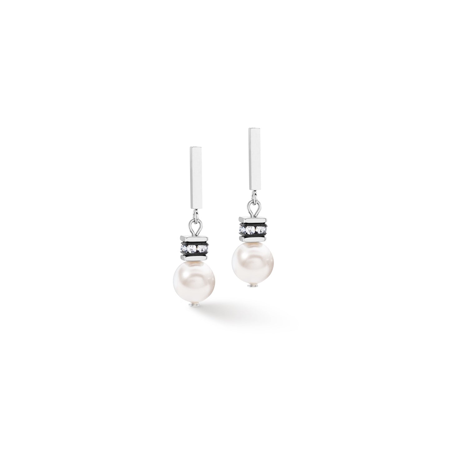 4081/21/1417 White Cube and Swarvoski Pearl Earrings