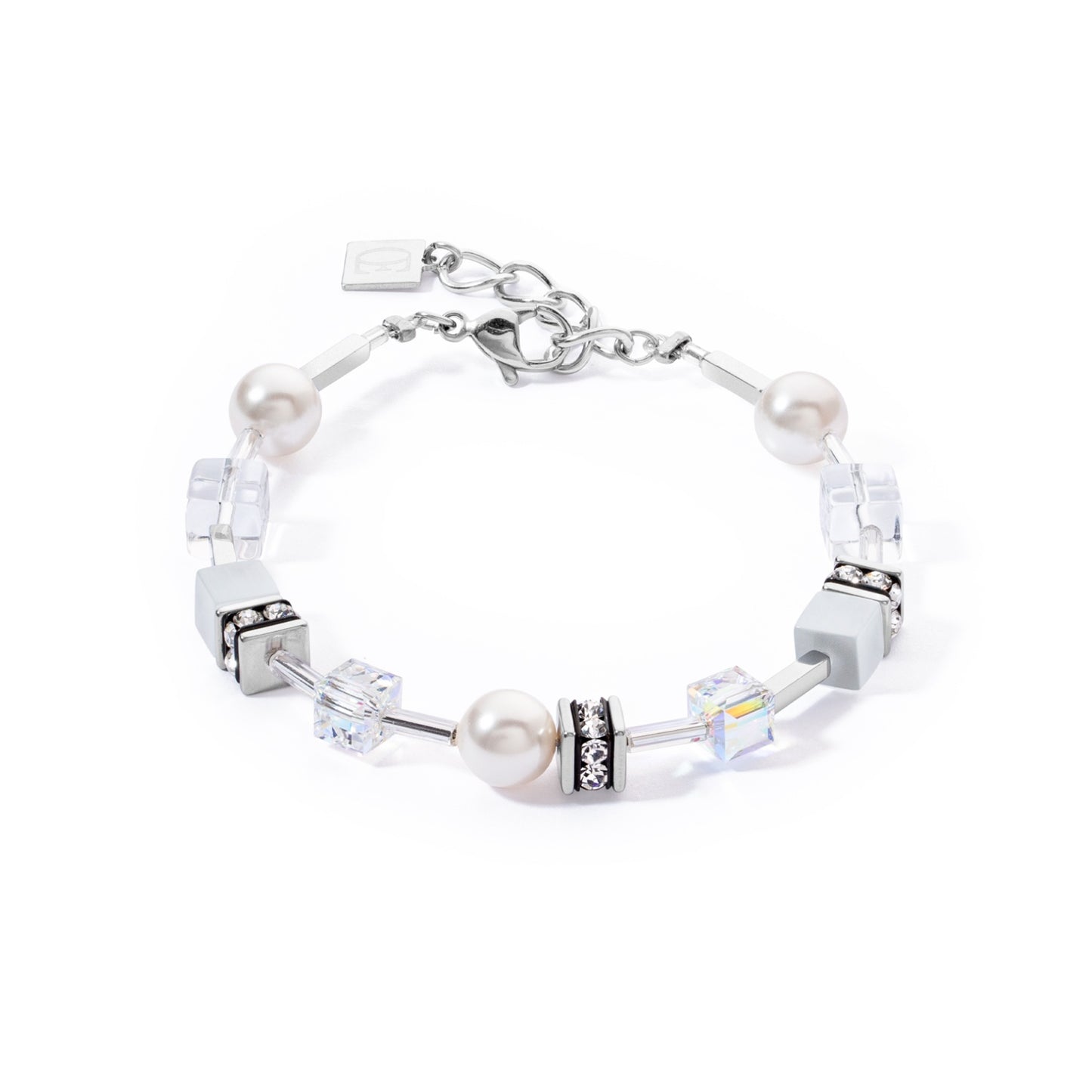 White Cube and Swarvoski Pearl Bracelet