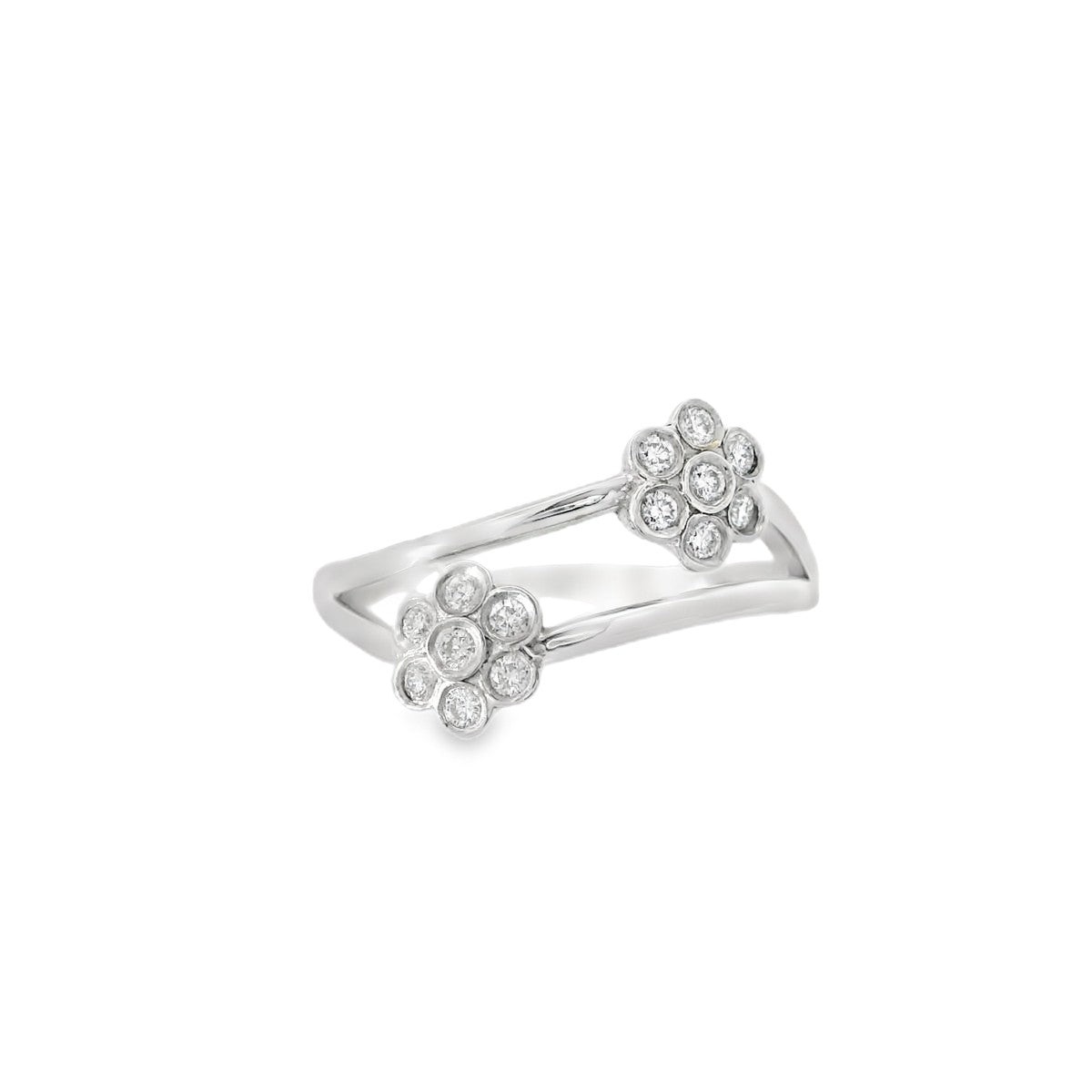 9ct White Gold Diamond Flower Ring