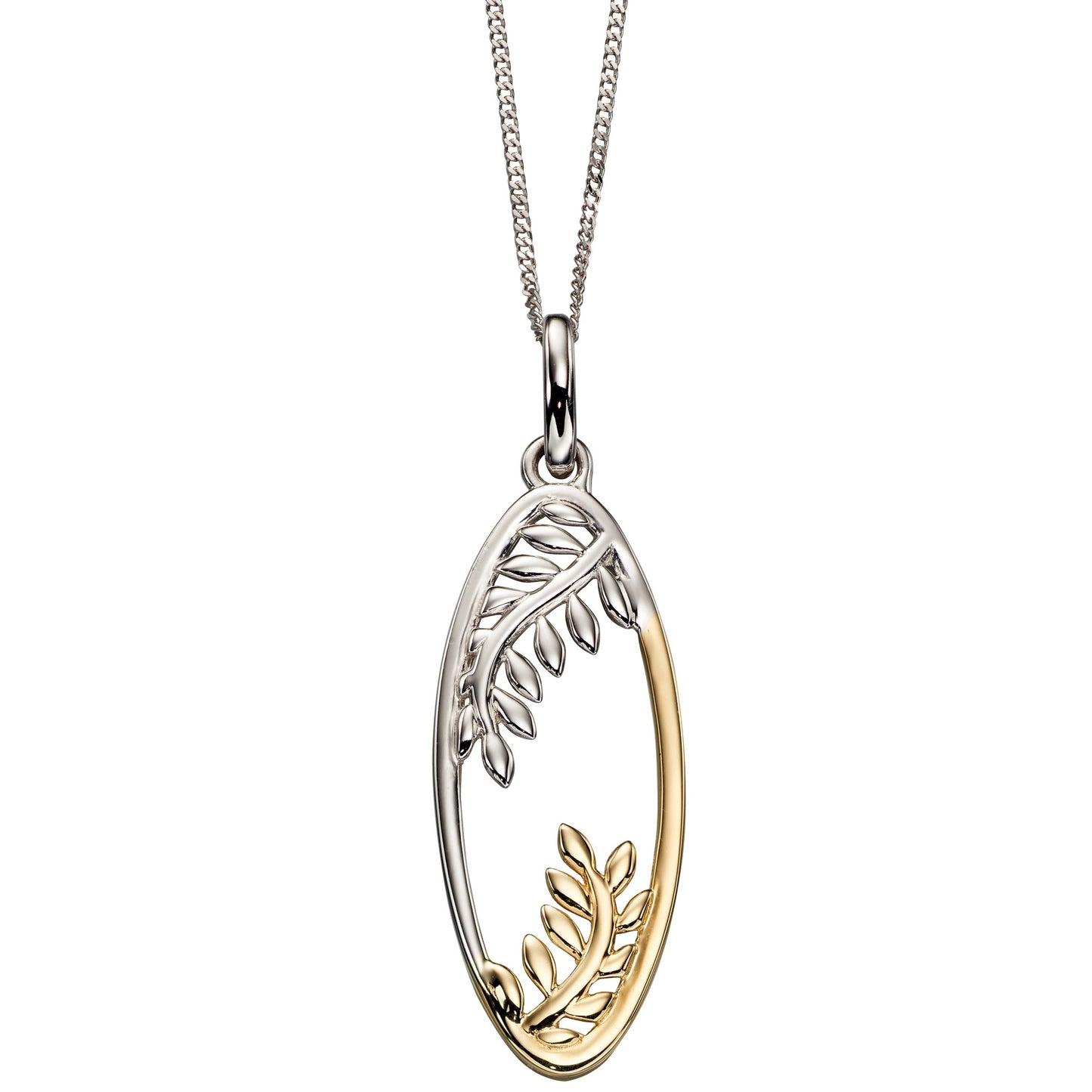 9ct Mixed Gold Oval Vine Pendant