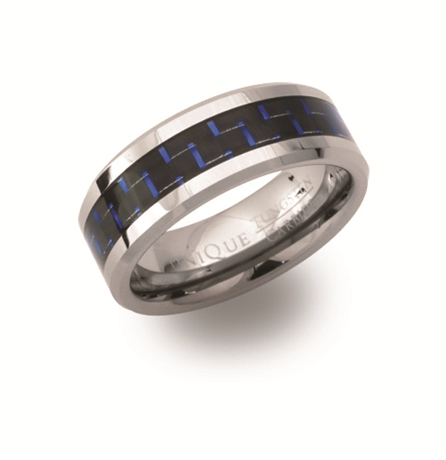 Tungsten Blue Carbon Fibre Inlay Ring