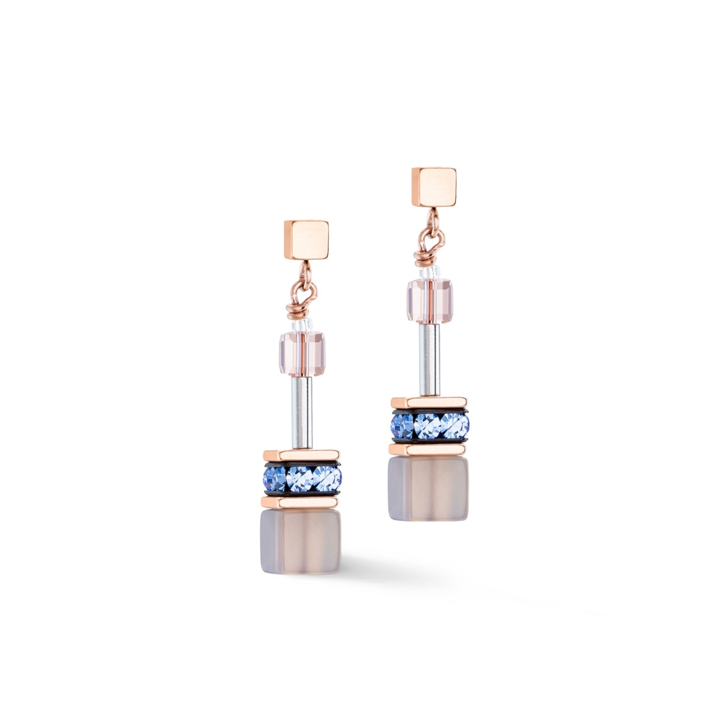 Light Blue and Beige Cube Earrings