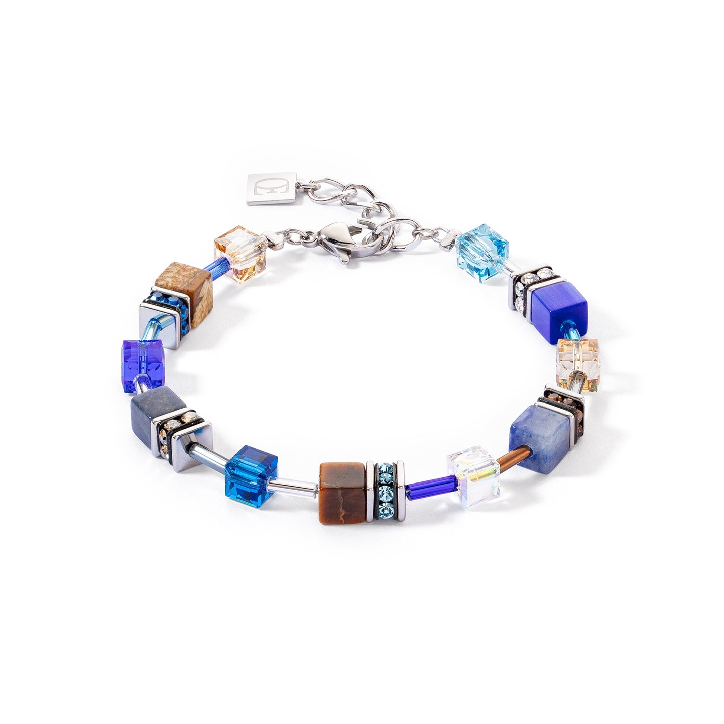 Blue, Navy and Brown Cube Bracelet