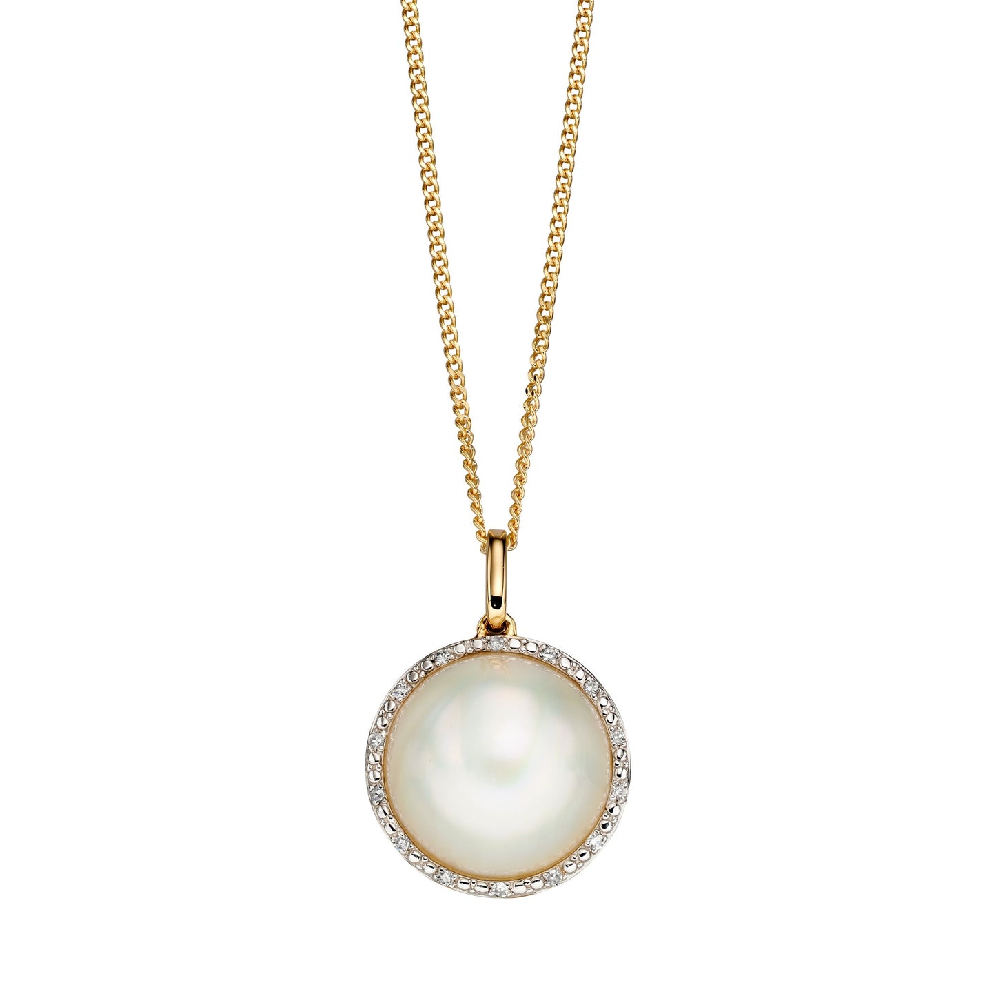 9ct Yellow Gold Diamond and Mabe Pearl Pendant