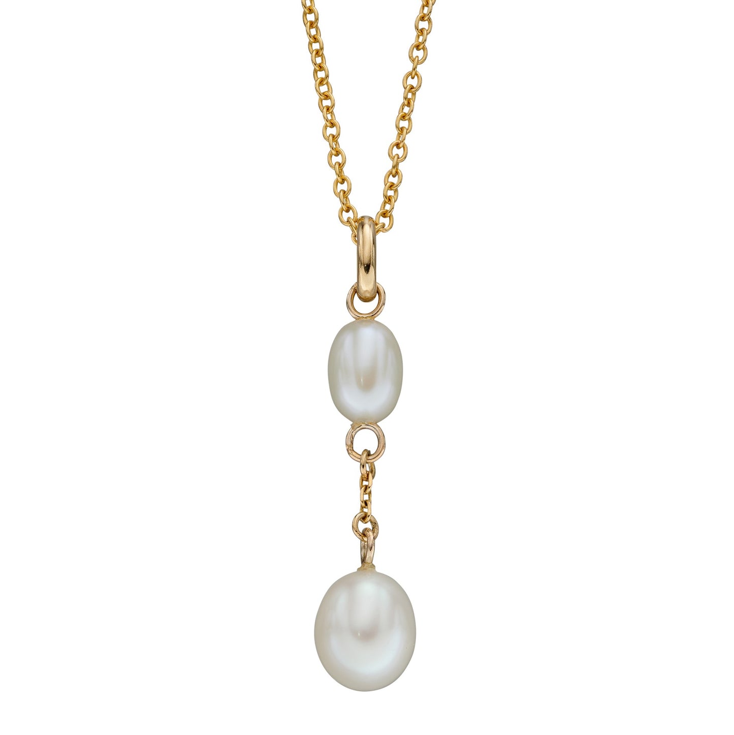 9ct Yellow Gold Double Pearl Drop Pendant
