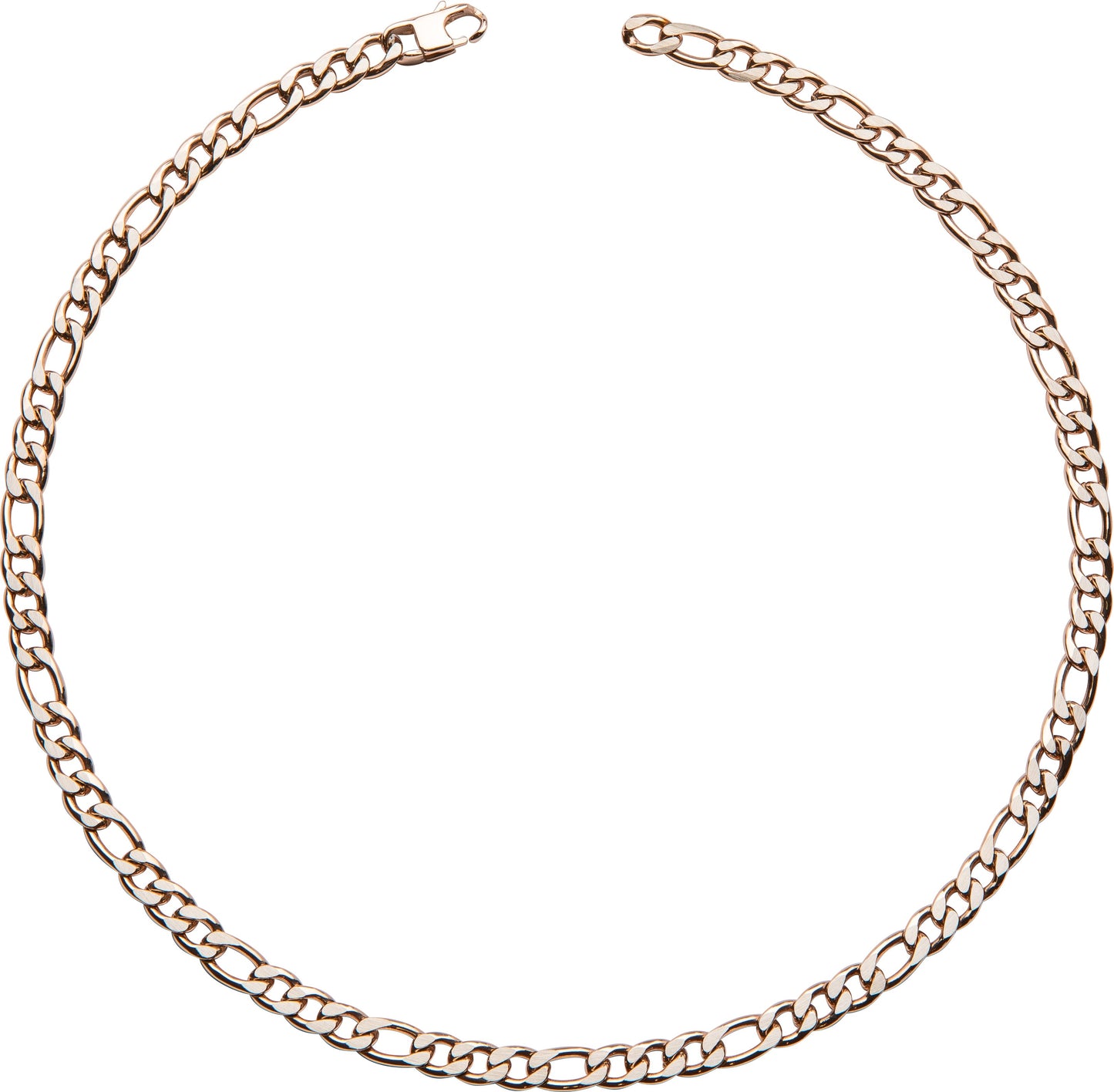 Rose Plated Stainless Steel Figaro Chain