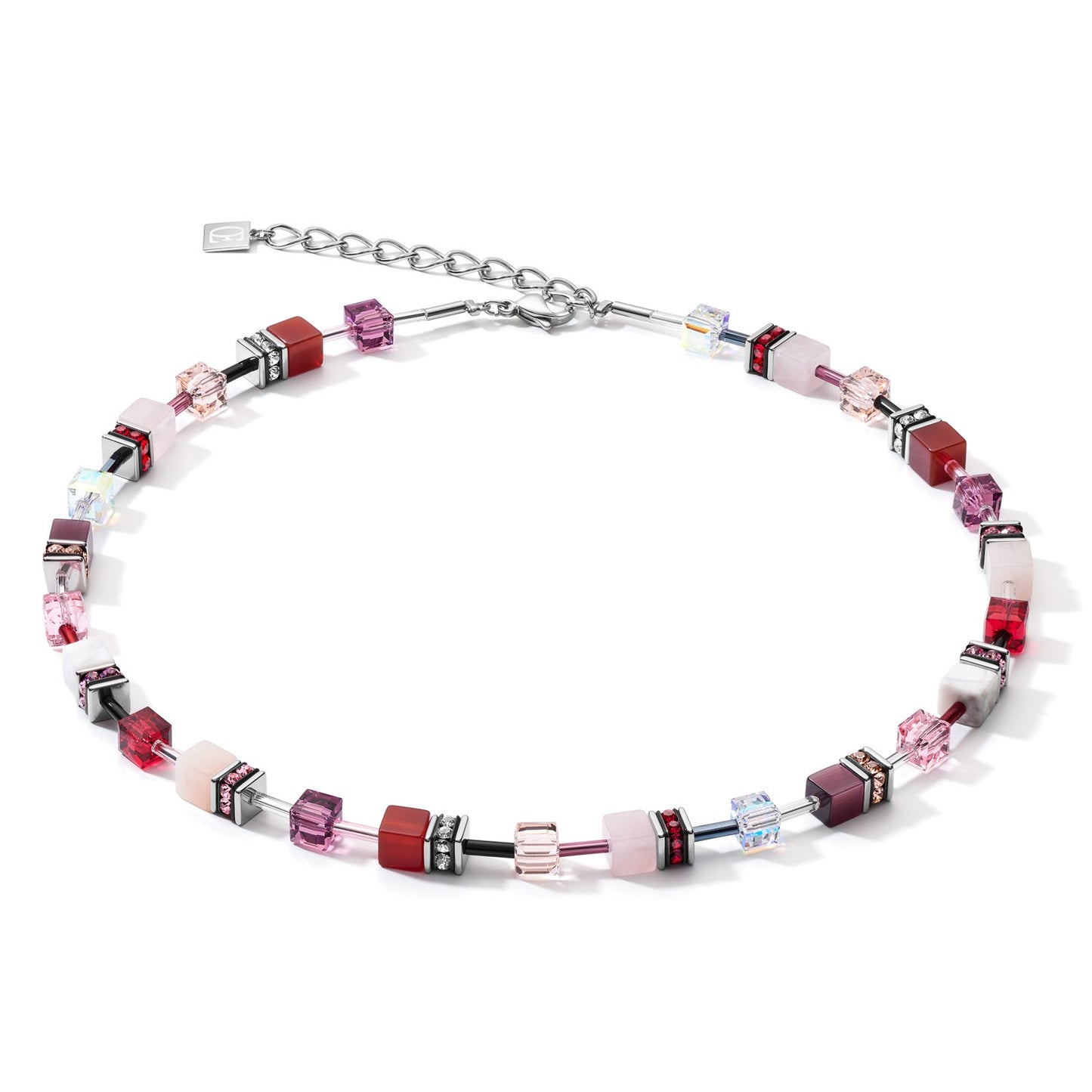 Pink and Red Geocube Necklace