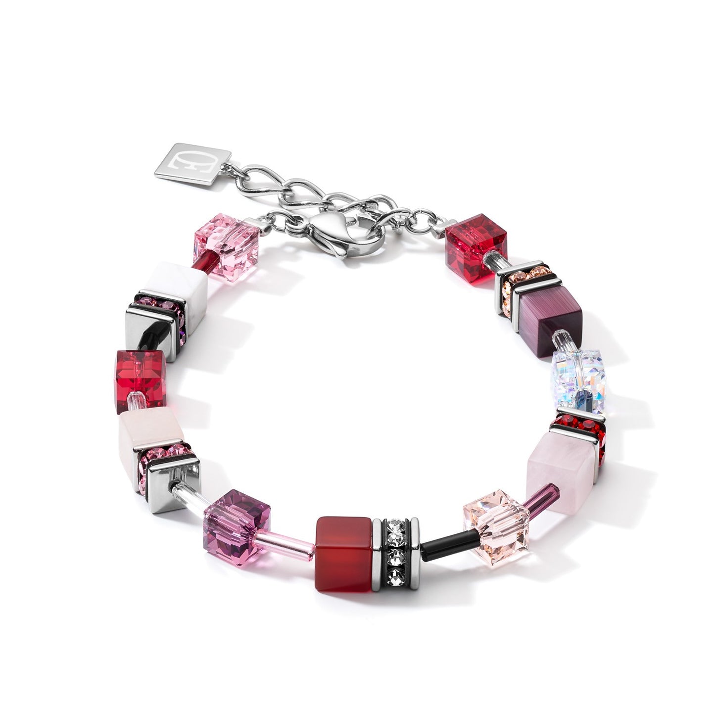 Pink and Red Geocube Necklace