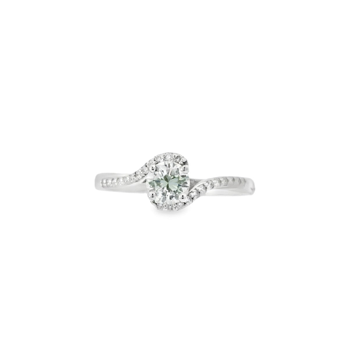 9ct White Gold Diamond Shoulder Set Engagement Ring