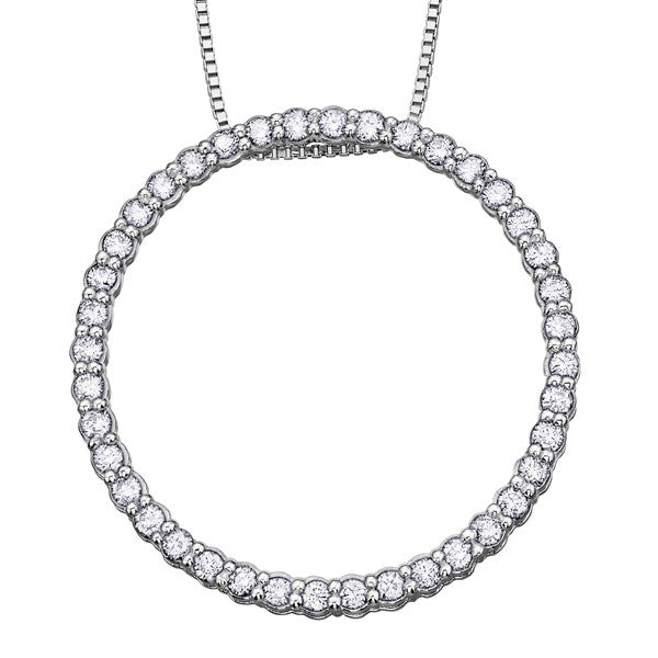 9ct White Gold 50pt Diamond Circle Pendant with Chain