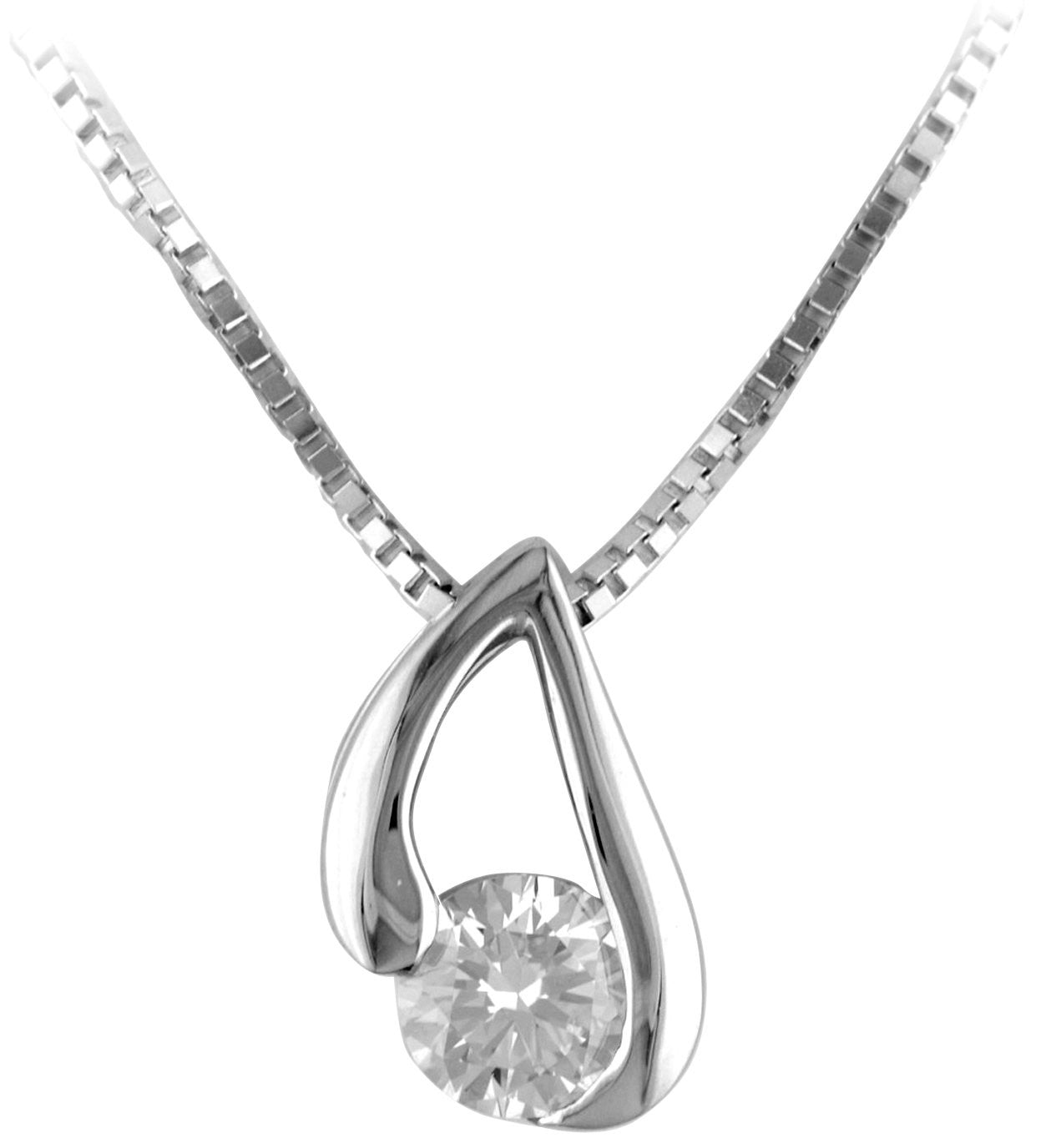 9ct White Gold Diamond Teardrop Pendant with Chain