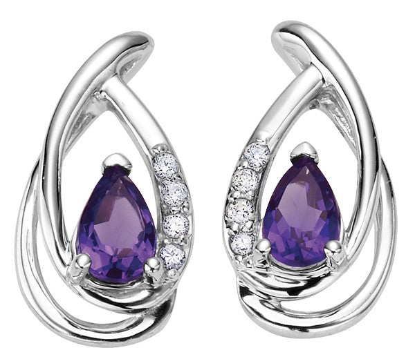 9ct White Gold Pear-Cut Amethyst Open Teardrop Earrings