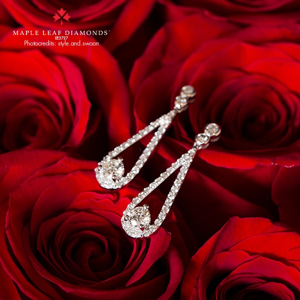 9ct White Gold Diamond Open Teardrop Drop Earrings